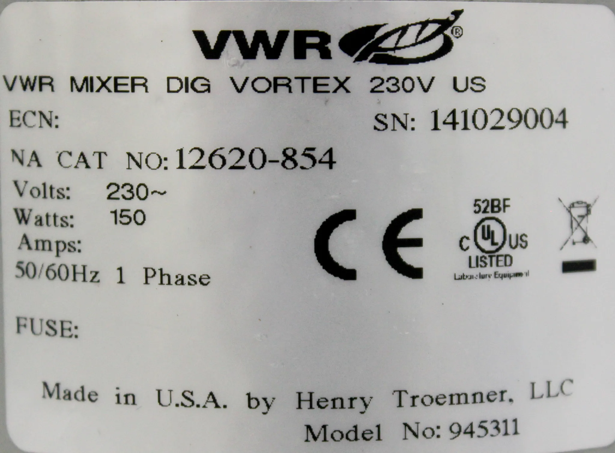 VWR Mixer Dig Vortex CAT: 12620-854