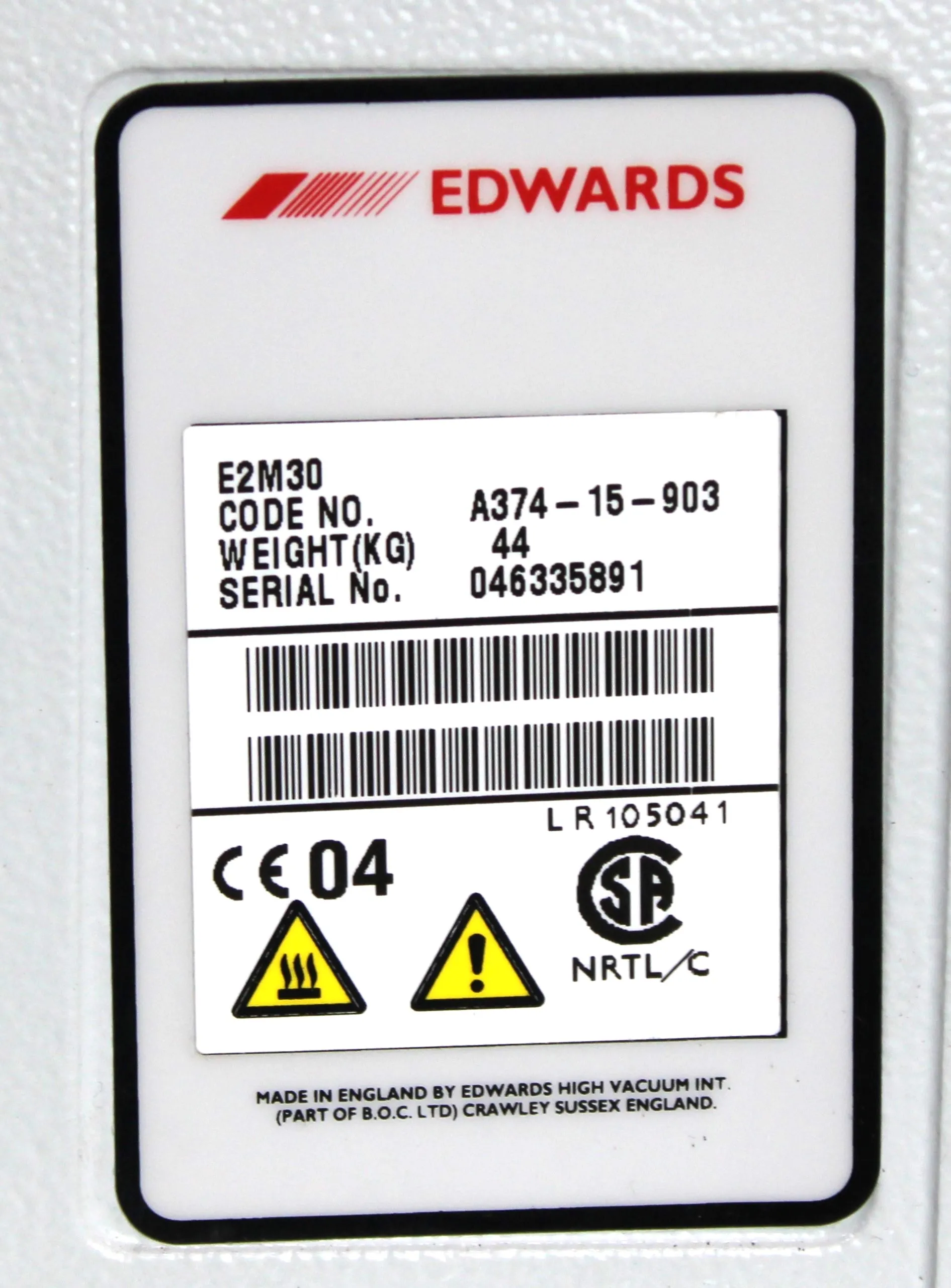 Edwards E2M30 Rotary Vane Vacuum Pump A37415903