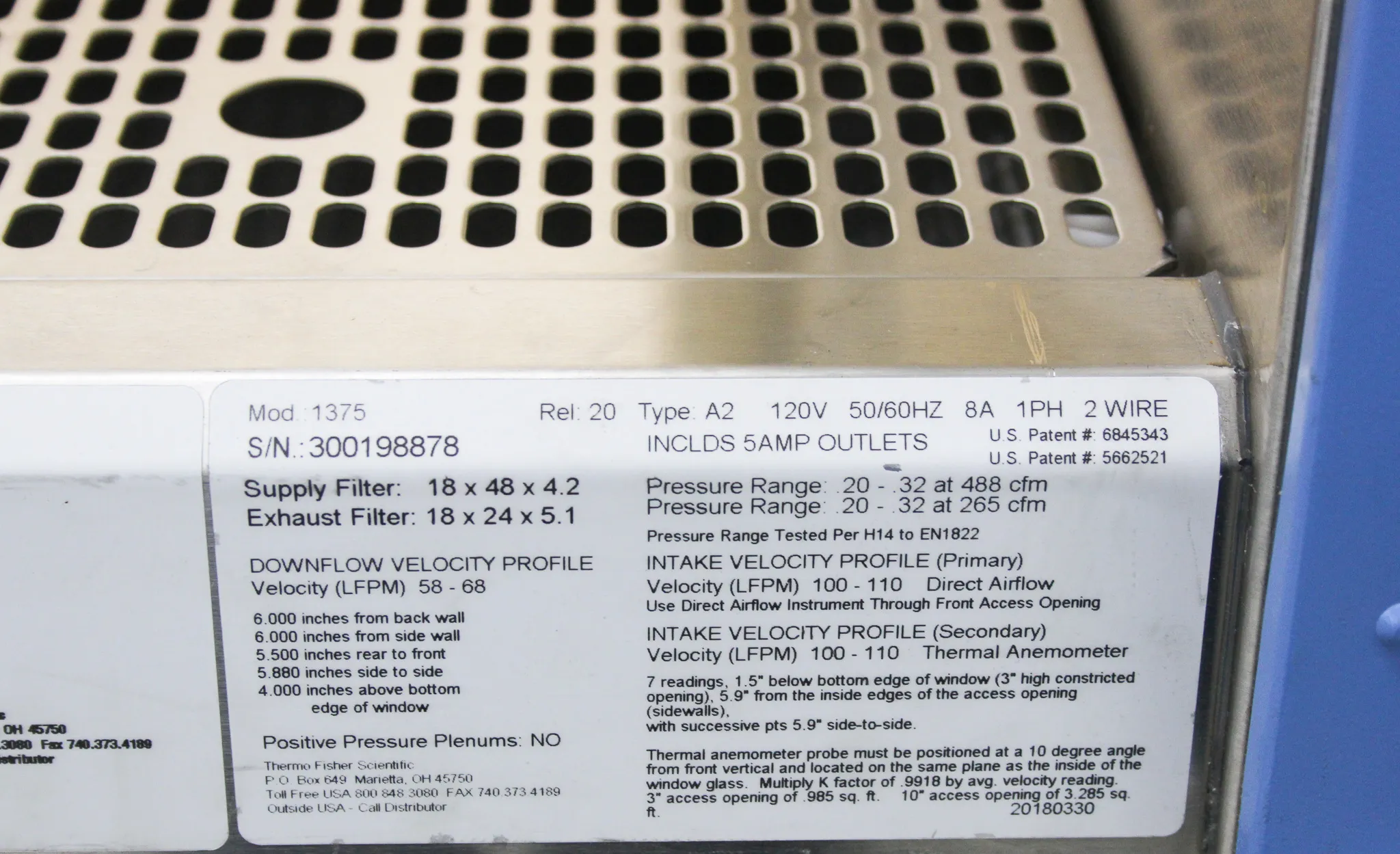 Thermo Scientific 1300 Series Class II Type A2 Biosafety Cabinet with UV Light 4ft Model 1375 Stand