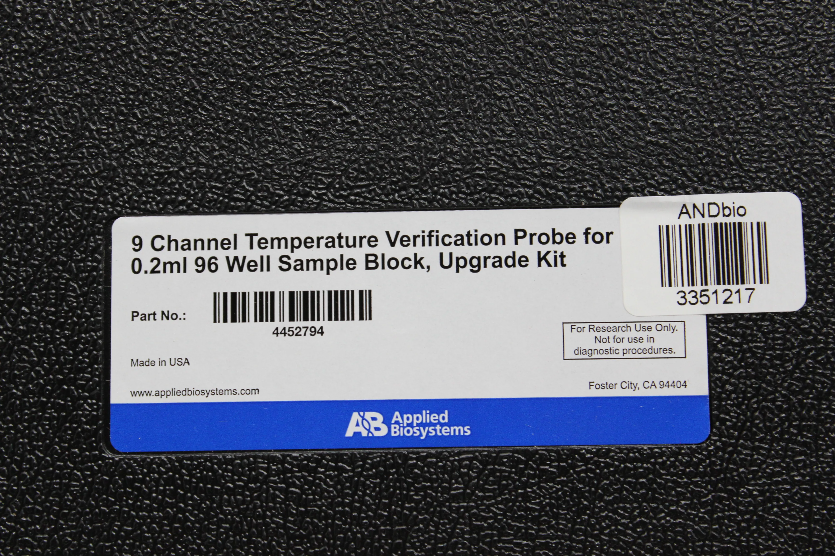 Applied Biosystems 9-Channel Temperature Verification Probe 4452794