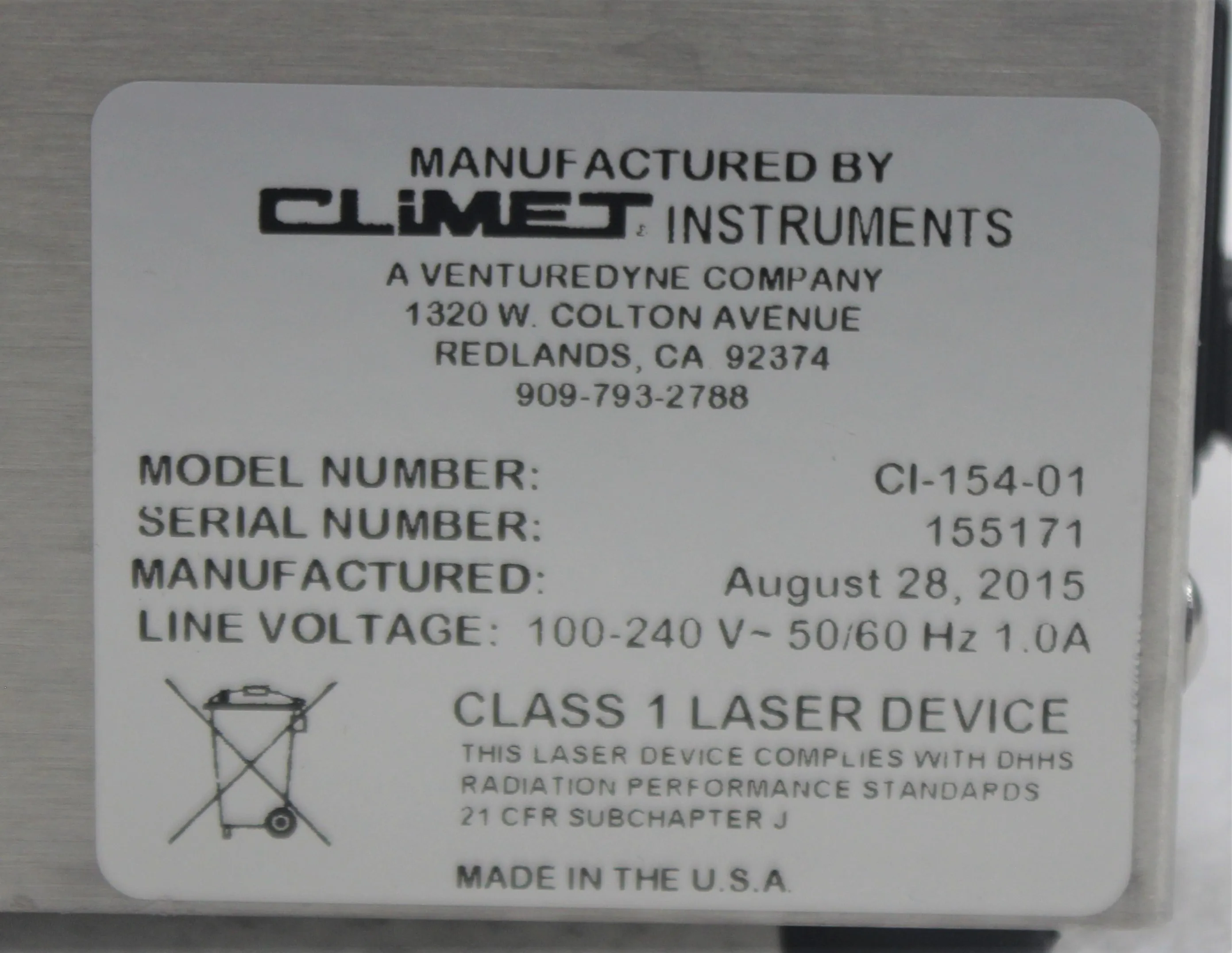 Climet Instruments CI-154-01 Particle Size Analyzer