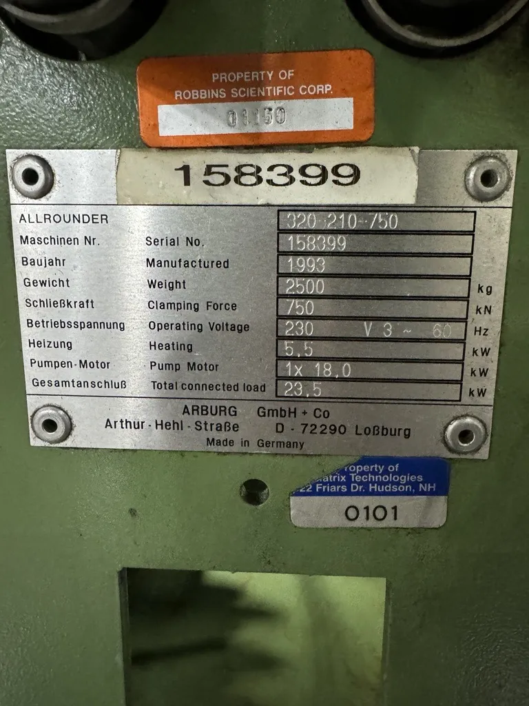 Arburg Allrounder 320 C Injection Molding Machine 1993