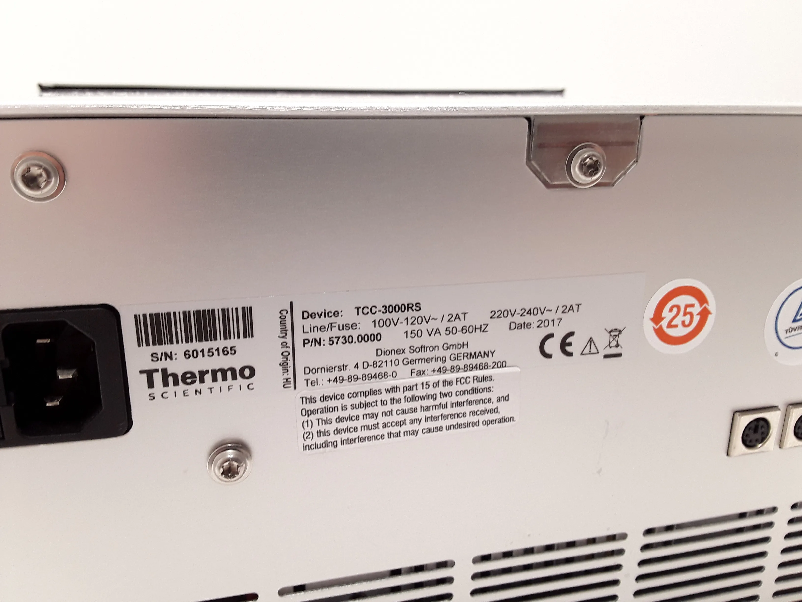 Thermo Fisher Dionex Ultimate 3000RS Column Compartment TCC-3000RS UHPLC