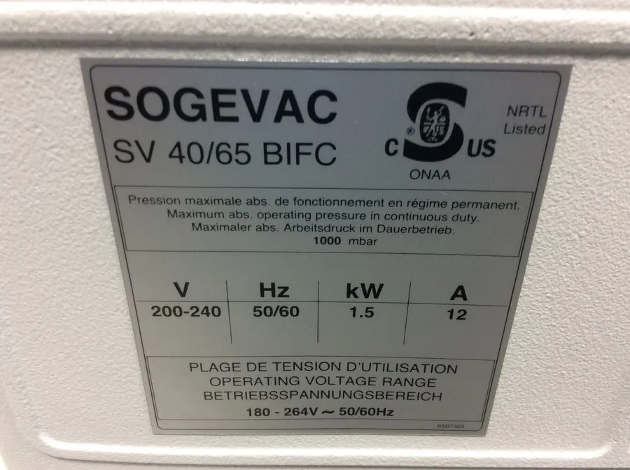 Sogevac SV65 BI FC Vacuum Pump