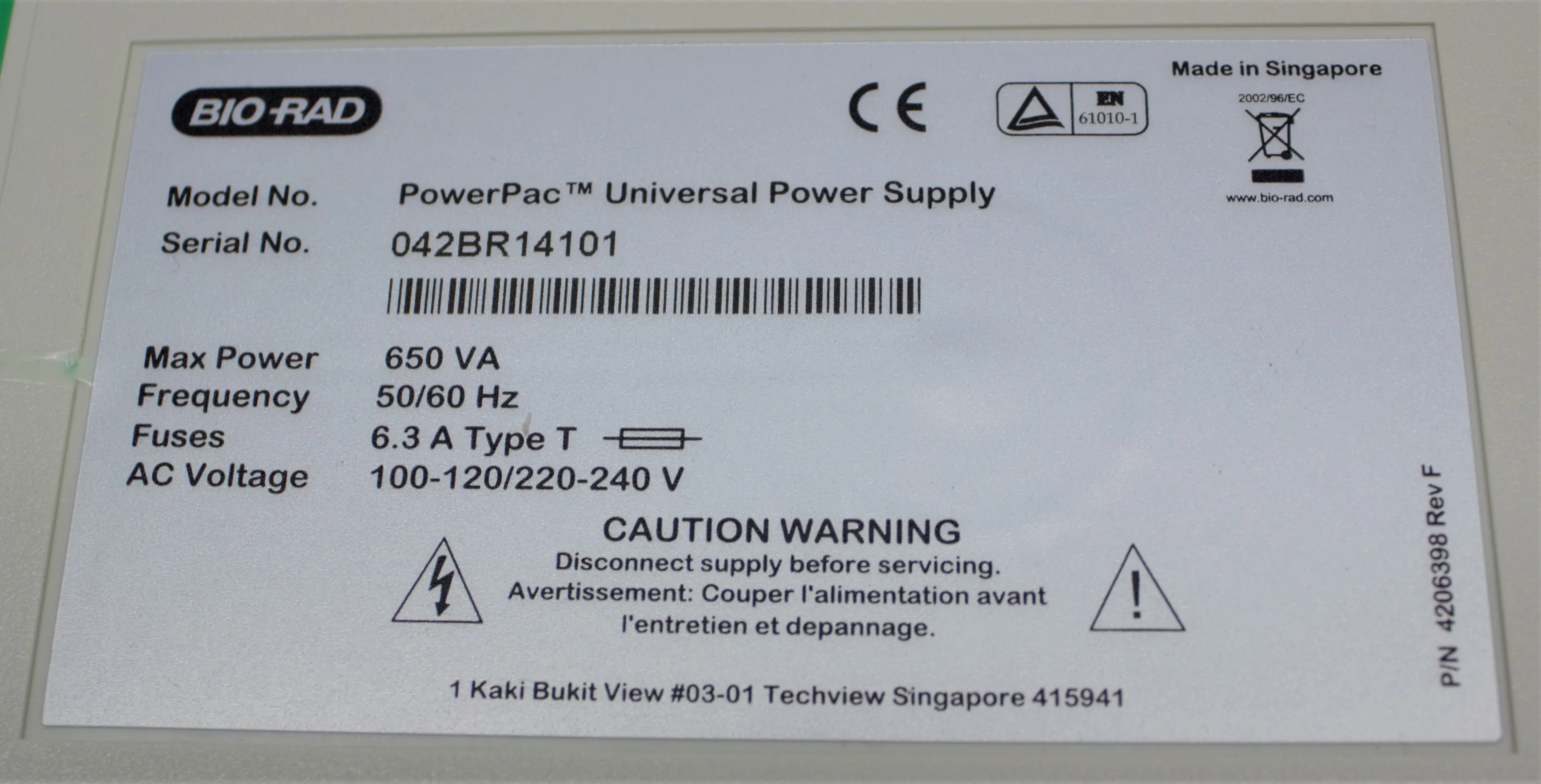 BioRad PowerPac Universal Power Supply 042BR14101