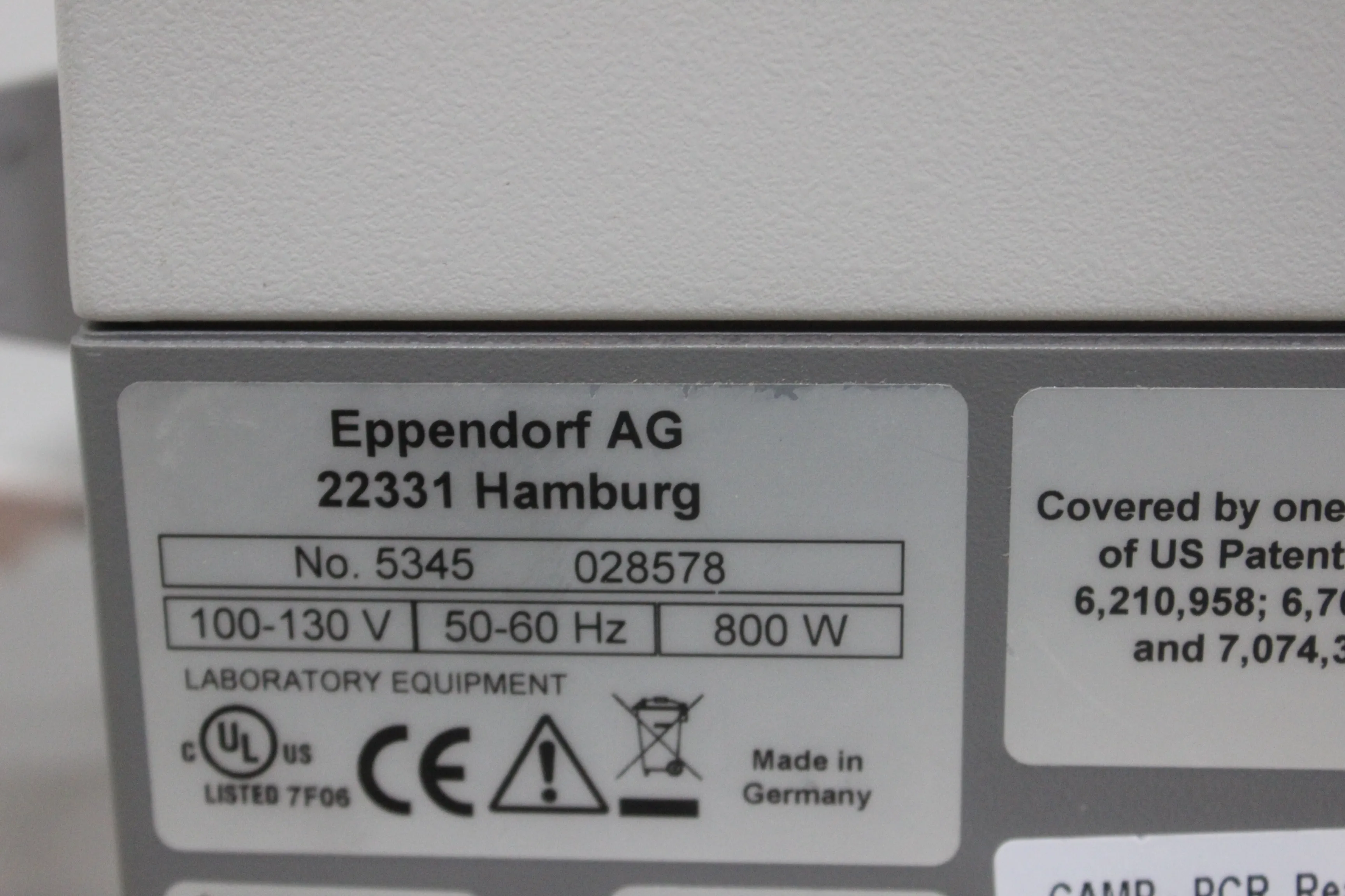 Eppendorf 5345 PCR Thermal Cycler Real Time PCR System 120V 50Hz/60Hz