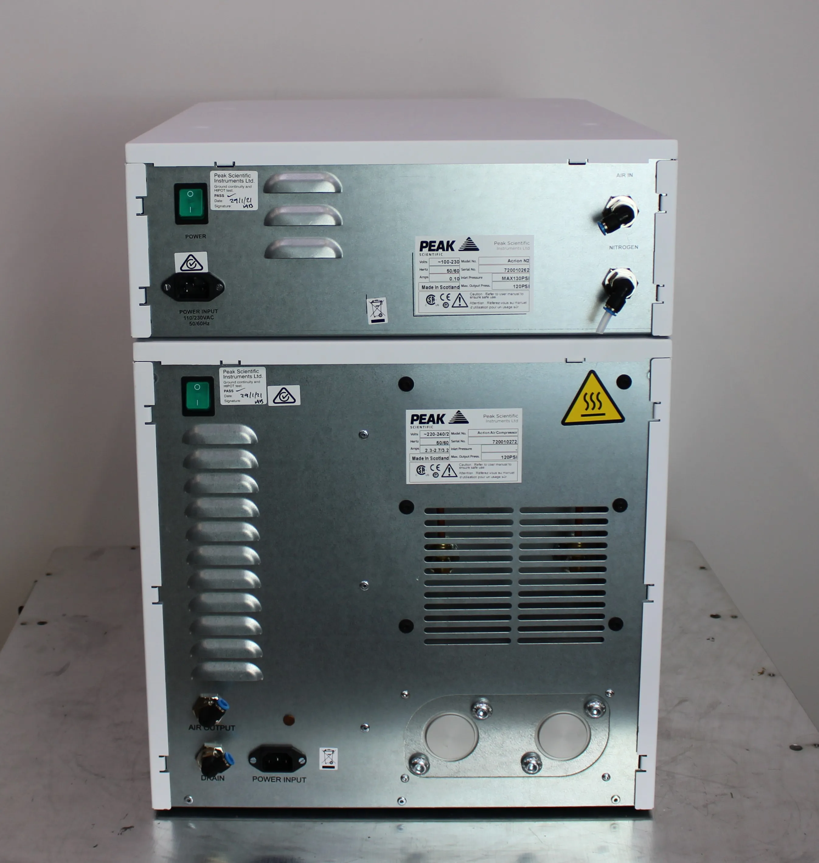 Peak Scientific Acrion N2 Nitrogen Generator + Acrion Air Compressor