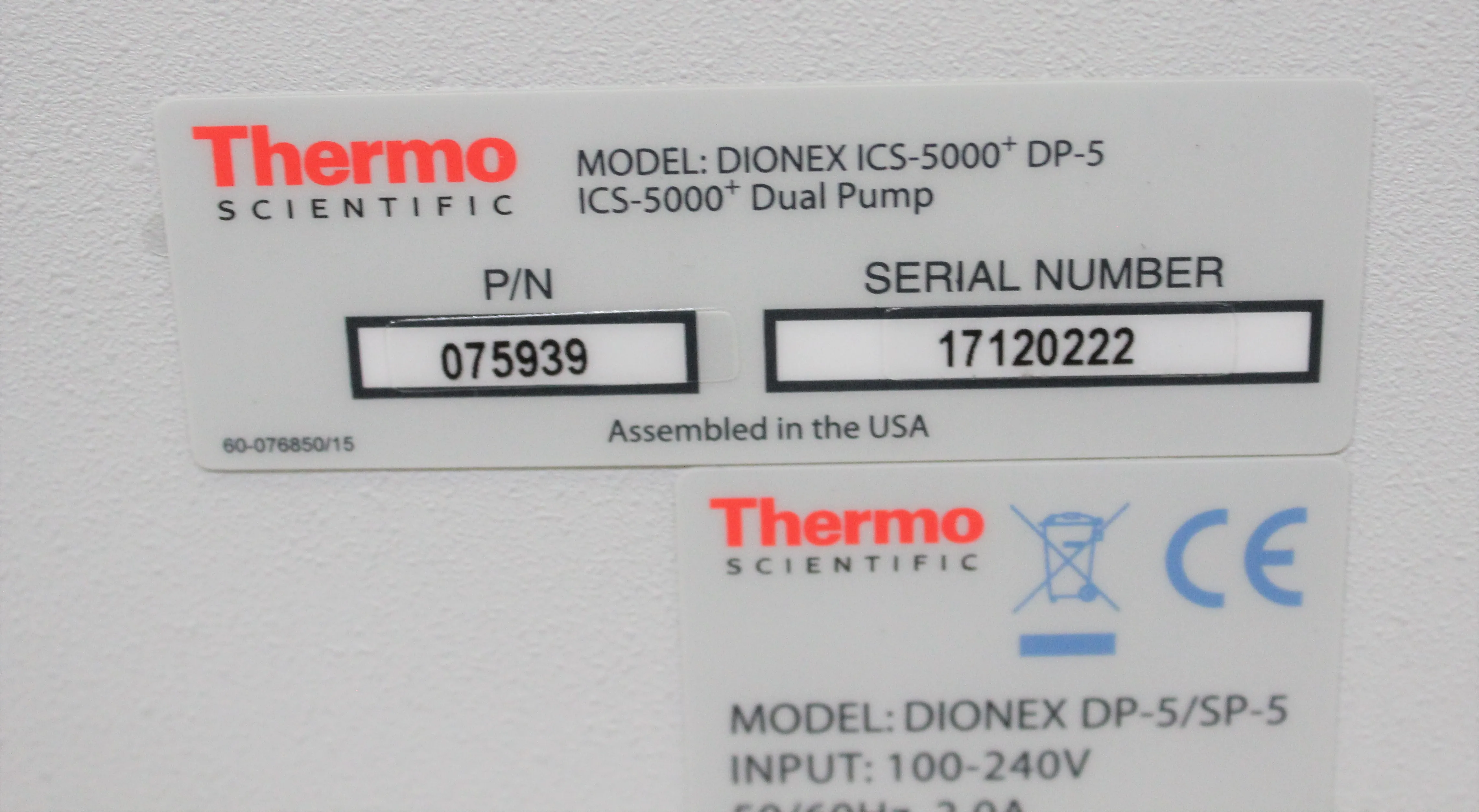 Thermo Fisher Dionex ICS-5000+ DP Dual Analytical Pump for HPLC / FPLC / GC / CE