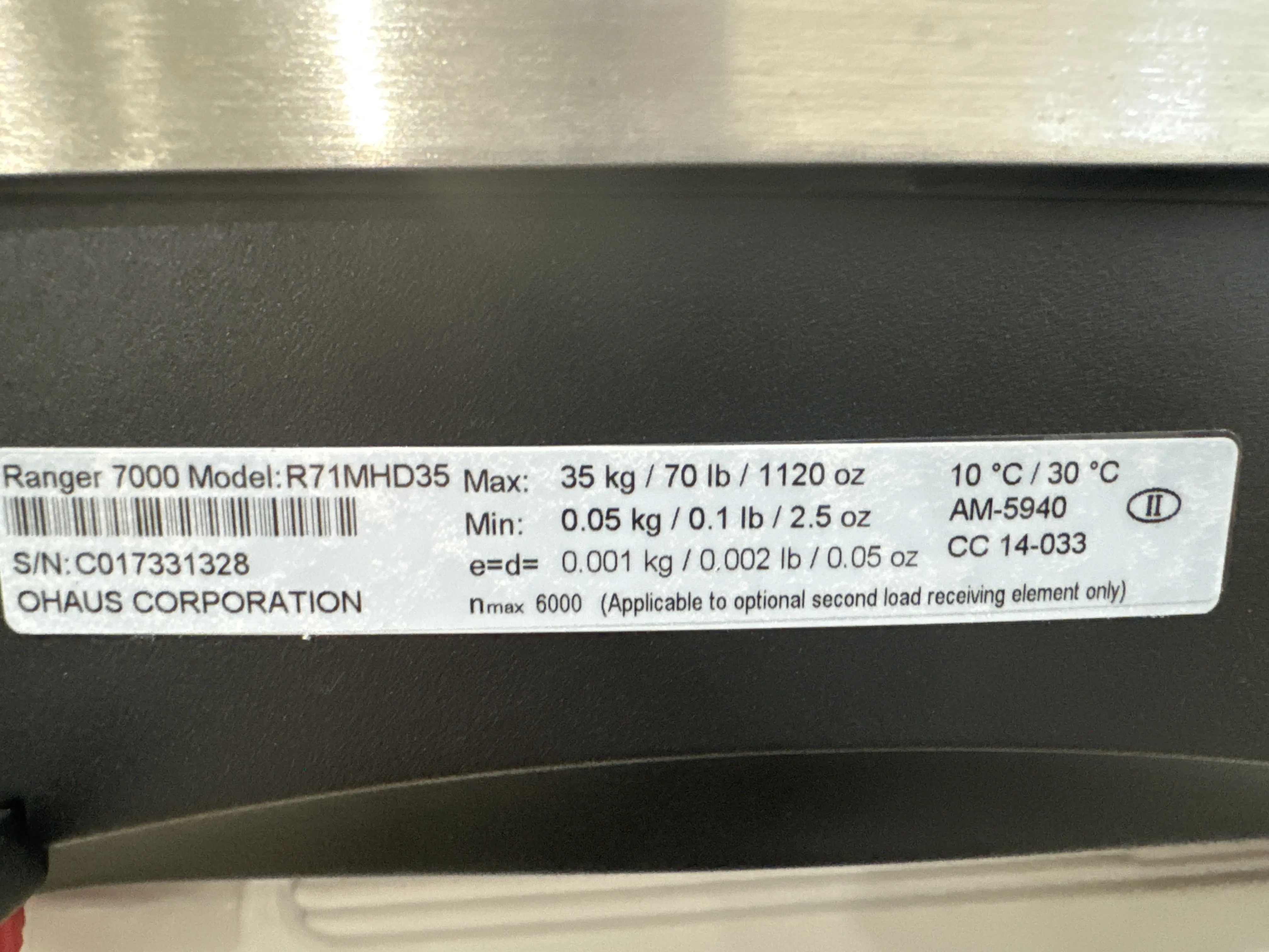 OHAUS Bench Scale R7MHD35 - Used Lab Equipment