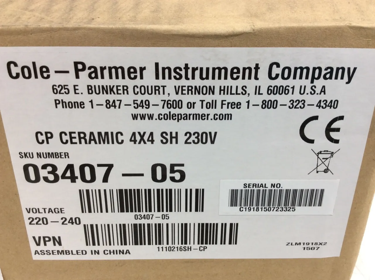 Cole Parmer StableTemp Cat. 03407-05 Hot Plate