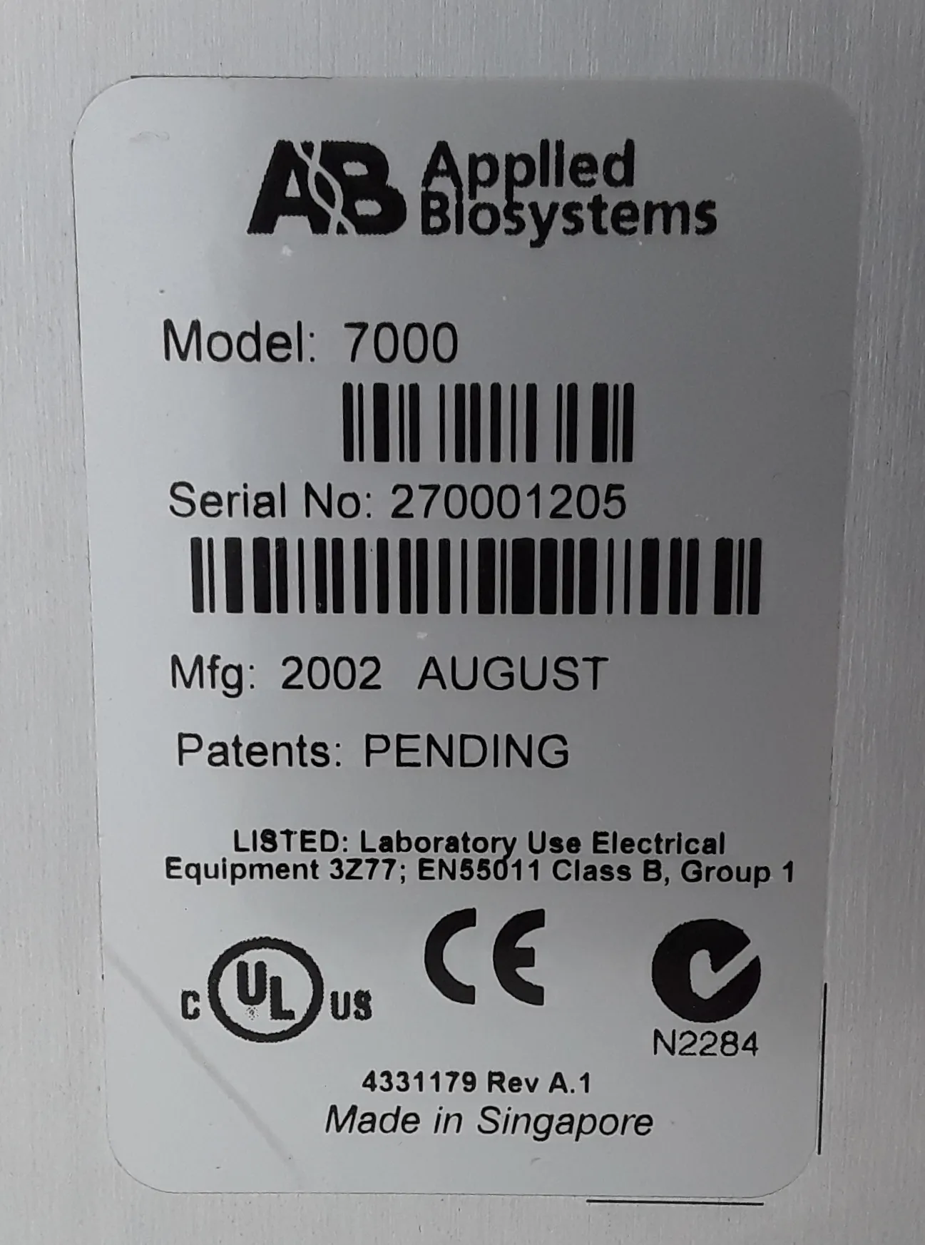 Applied Biosystems 7000 Sequence Detection System Real Time PCR Molecular Biology Equipment