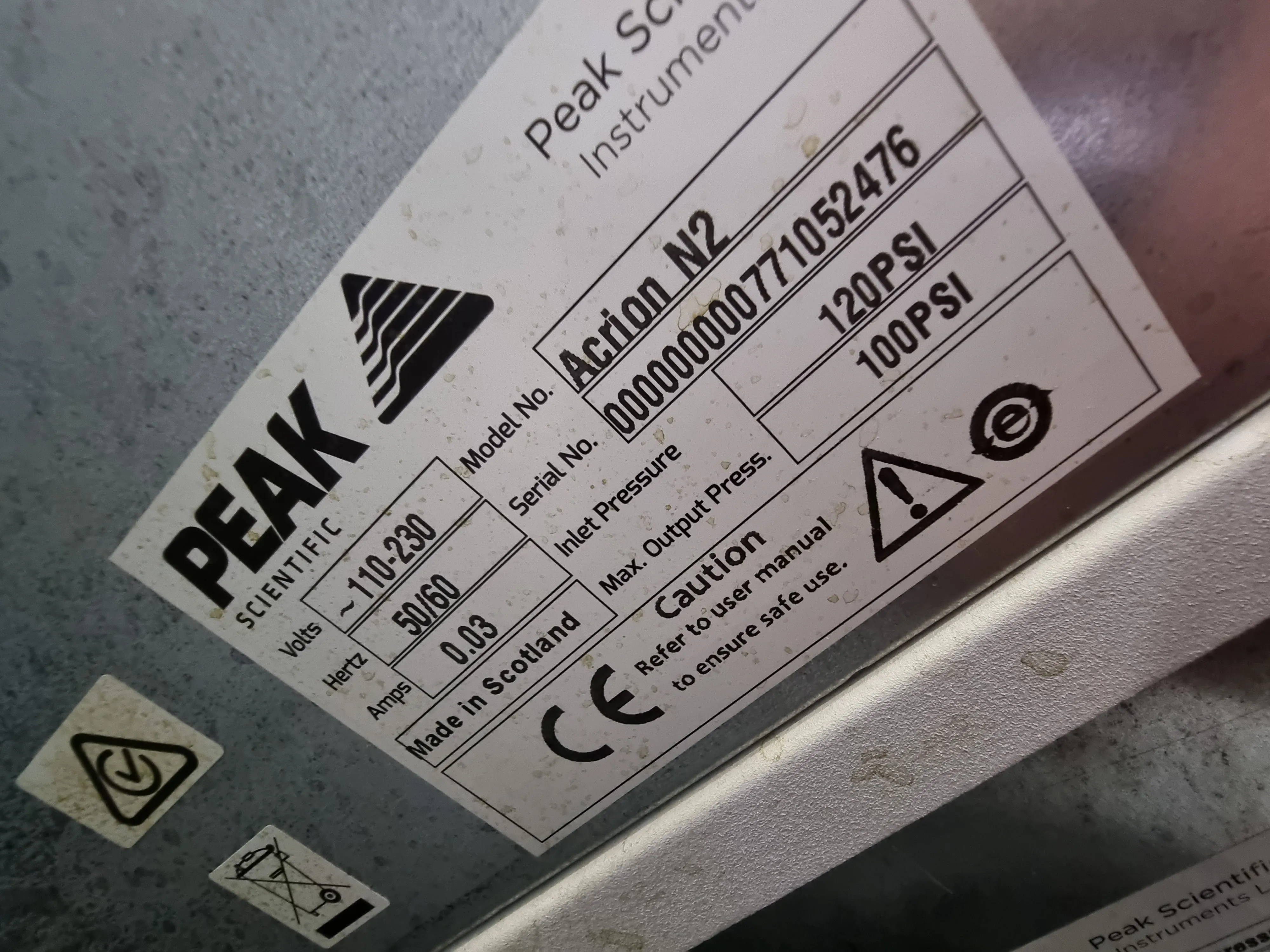 Peak Scientific Acrion N2 Nitrogen Generator & Acrion Air Compressor