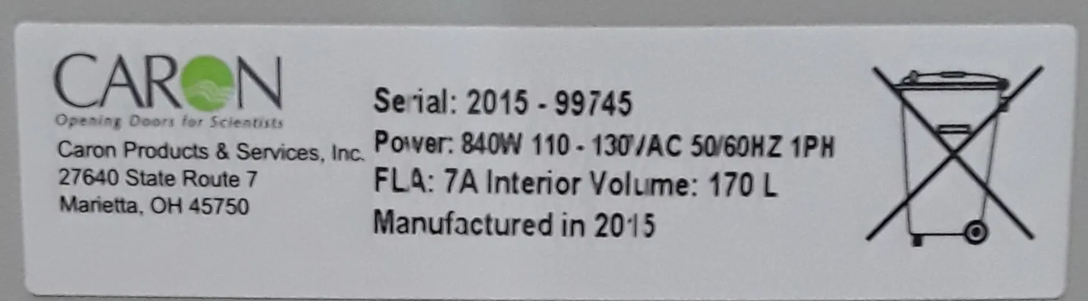 Caron Oasis CO2 Incubator Model 6404-46400-16404-16400-4