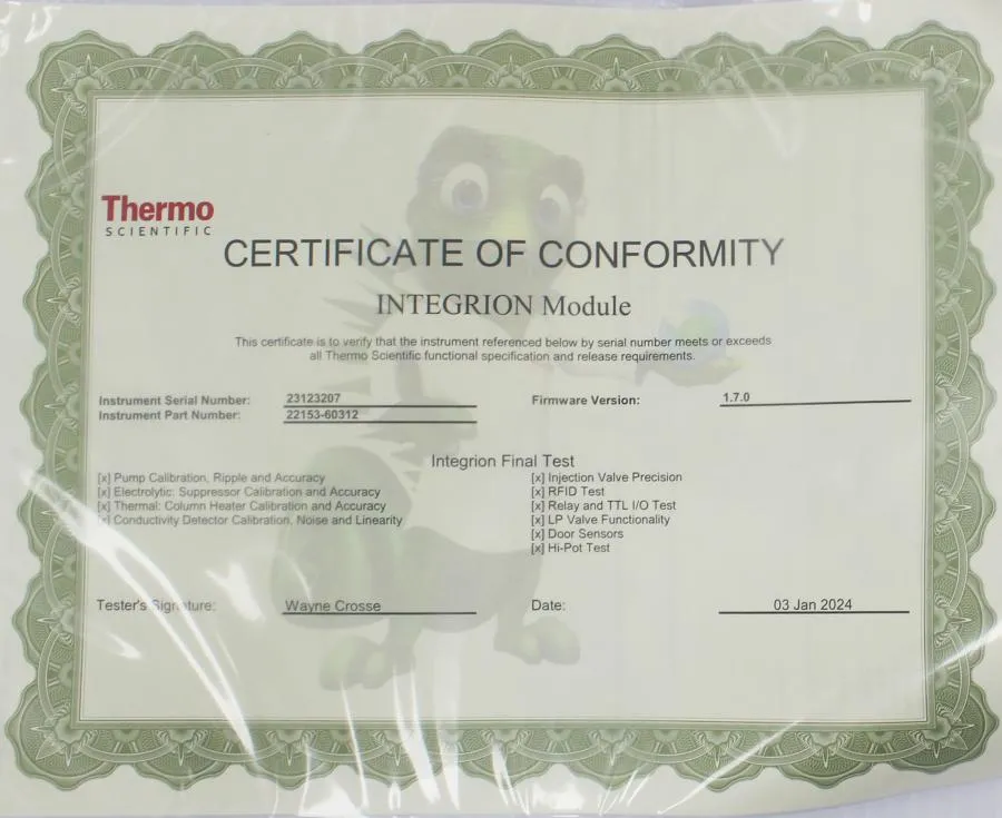 Thermo scientific Dionex Integrion PN: 22153-60312