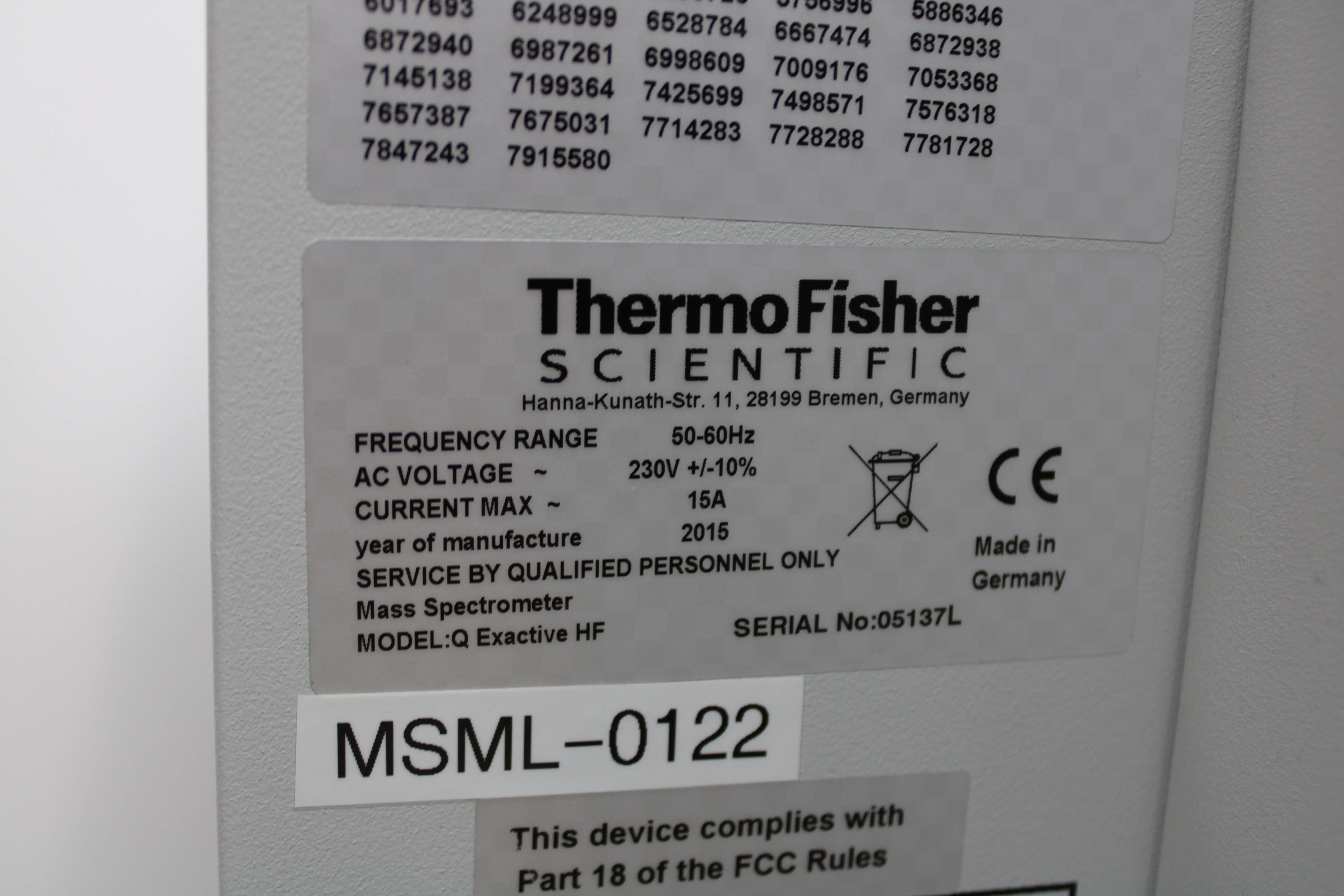 Thermo Fisher Scientific Q Exactive HF Mass Spectrometer