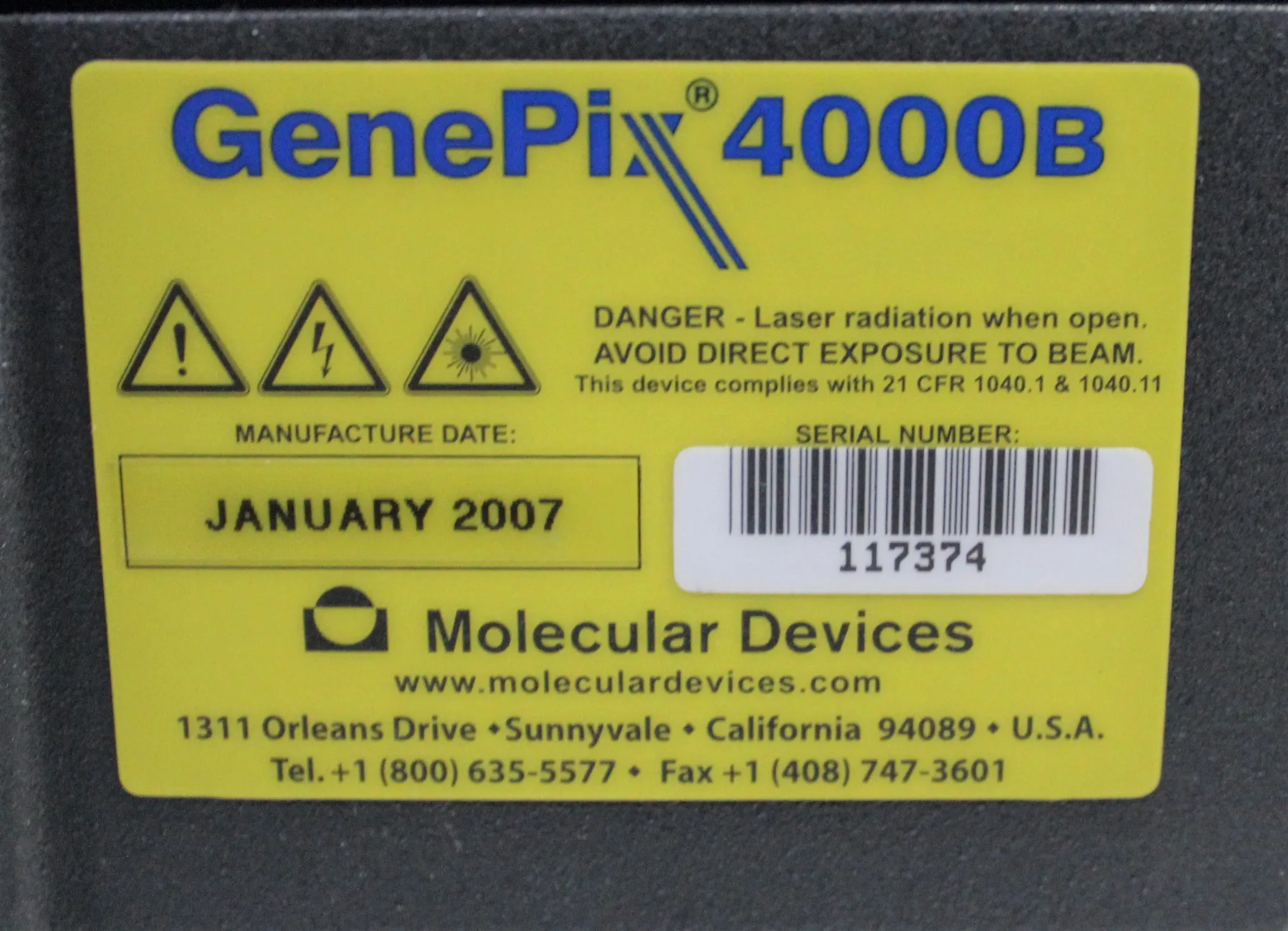 Molecular Devices GenePix 4000B Microarray Scanner