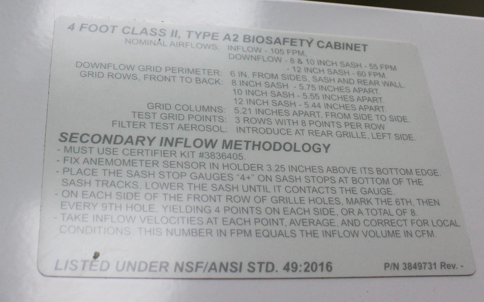 Labconco Purifier Logic+ Class II, Type A2 Biosafety Cabinet Cat# 302481101 (Used, 30-Day Warranty)