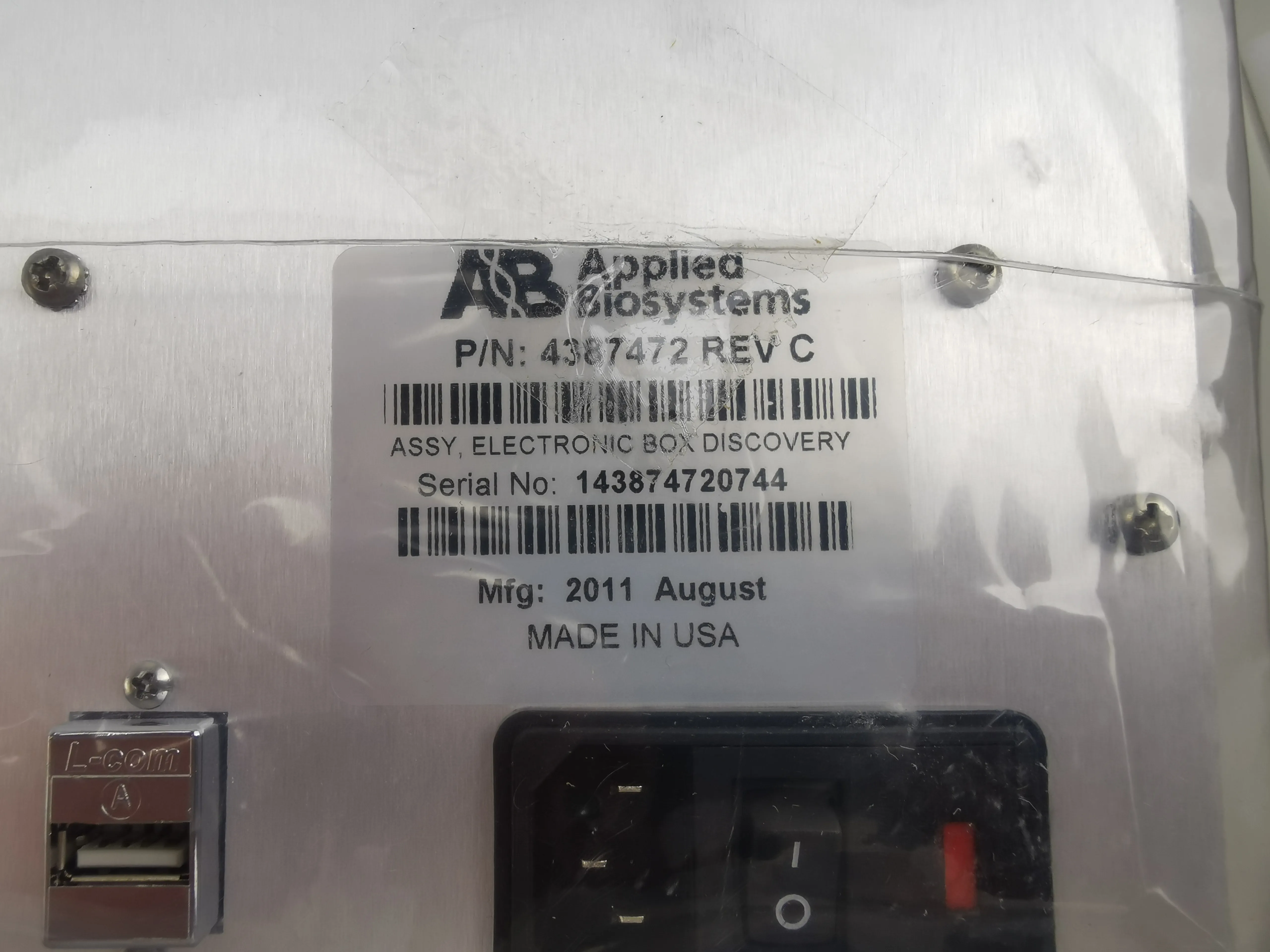 Applied Biosystems Assy, Electronic Box Discovery P/N 4387472 Rev A9 S/N 143874720744