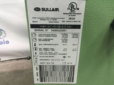 Sullair SRHT-15 High Inlet Temperature Dryer