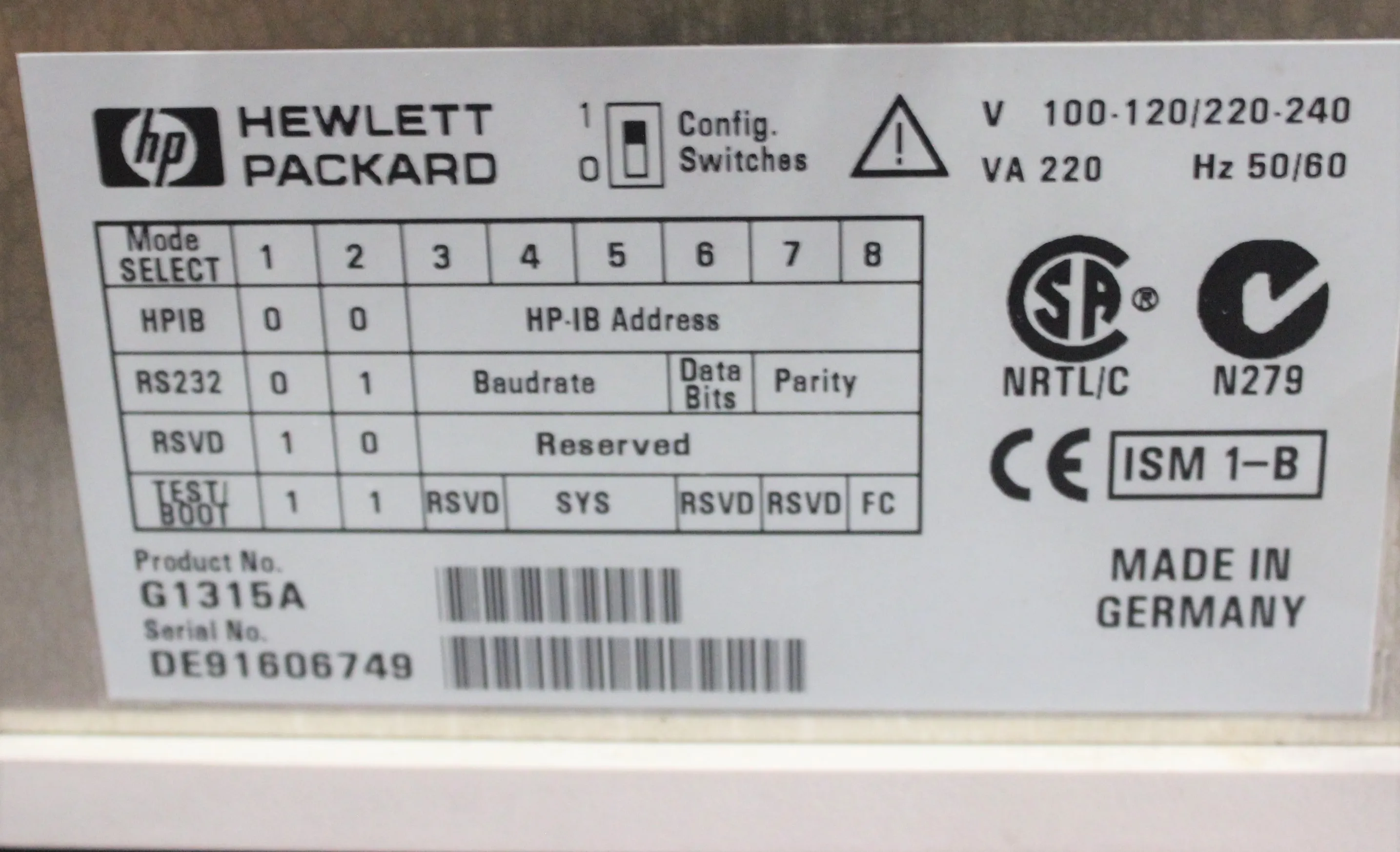 Hewlett Packard 1100 HPLC System with DAD