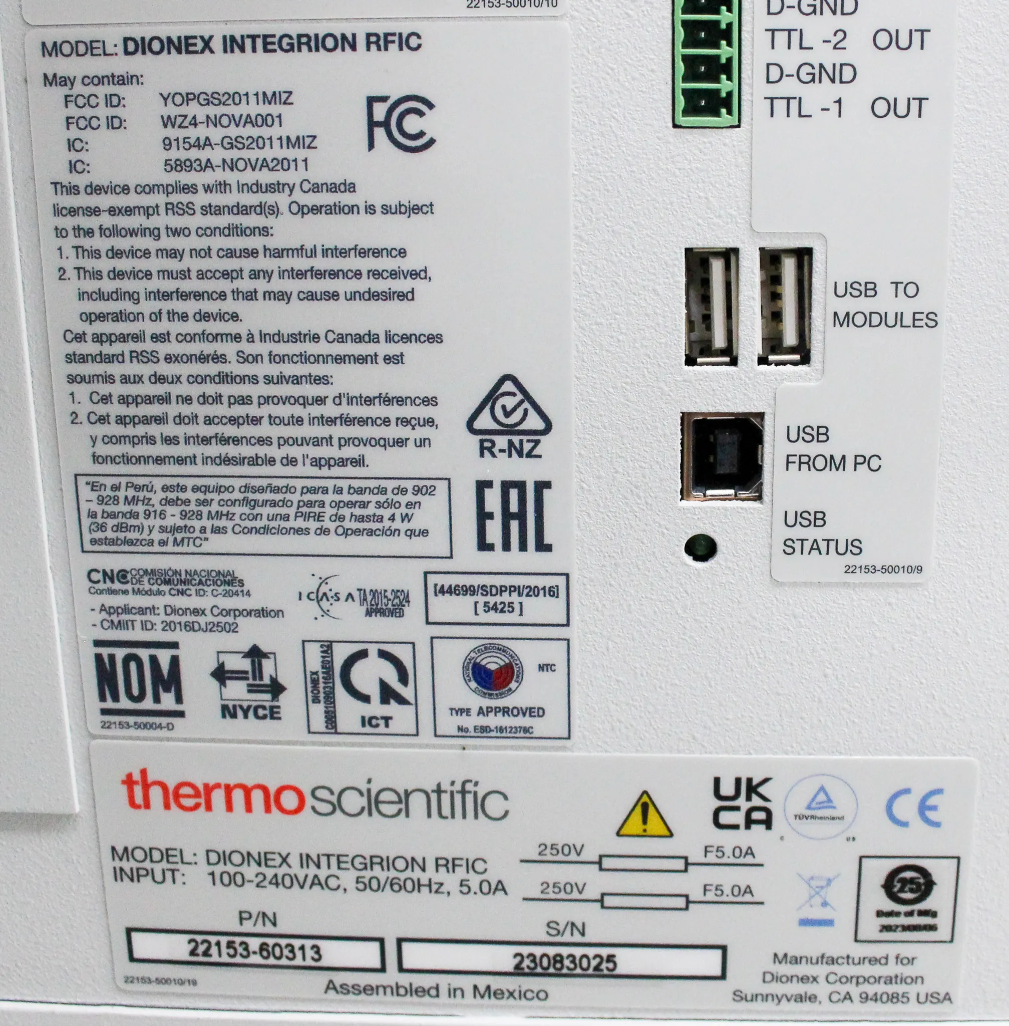 Thermo Scientific Dionex Integrion RFIC/HPIC System P/N 22153-60313