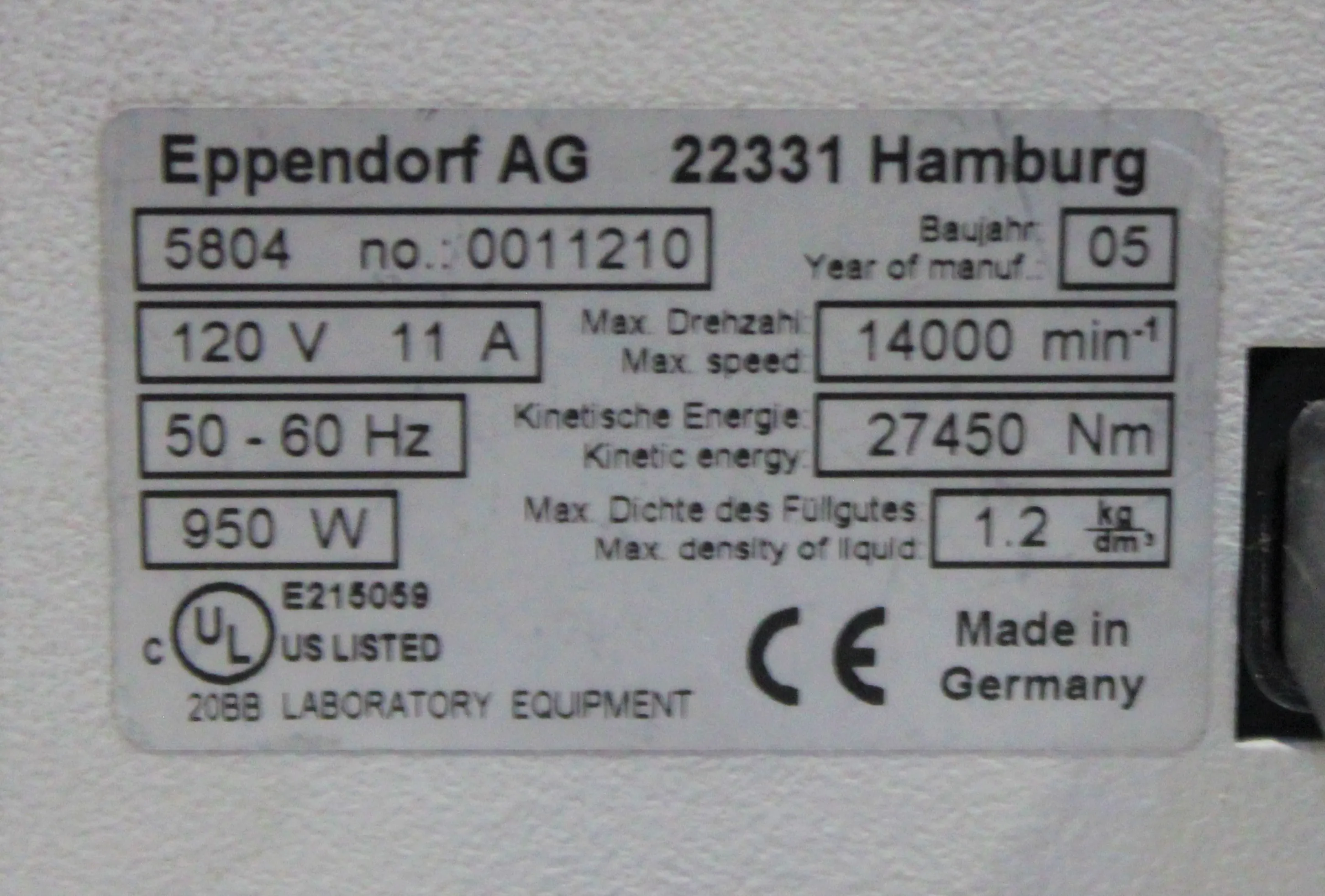 Eppendorf 5804 Benchtop Centrifuge