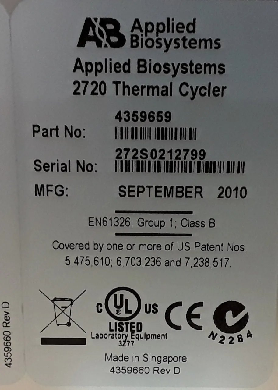 Applied Biosystems 2720 Thermal Cycler 96-well block 4359659