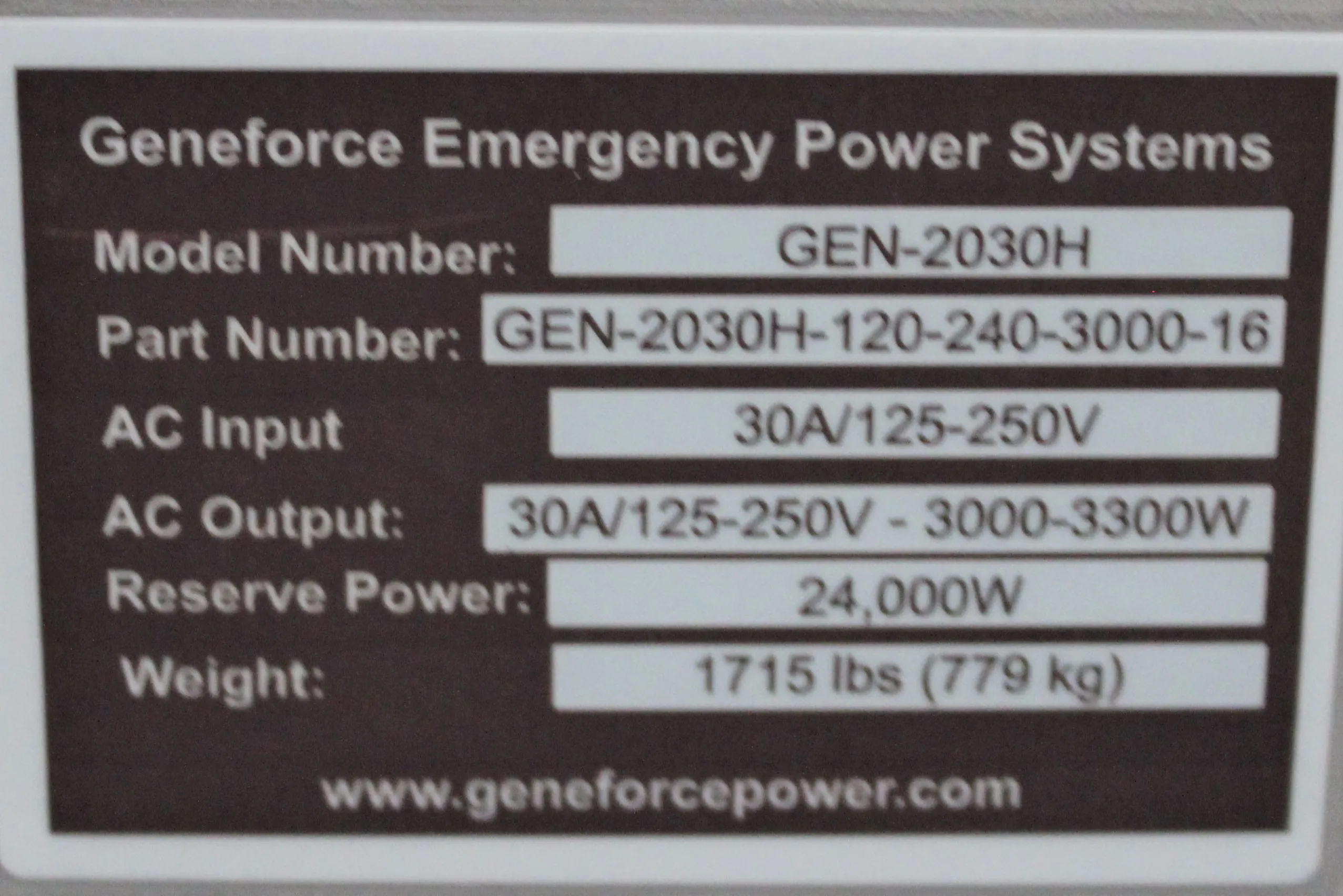 Geneforce Indoor Battery Generator GEN-2030H (120V-240V) - Used