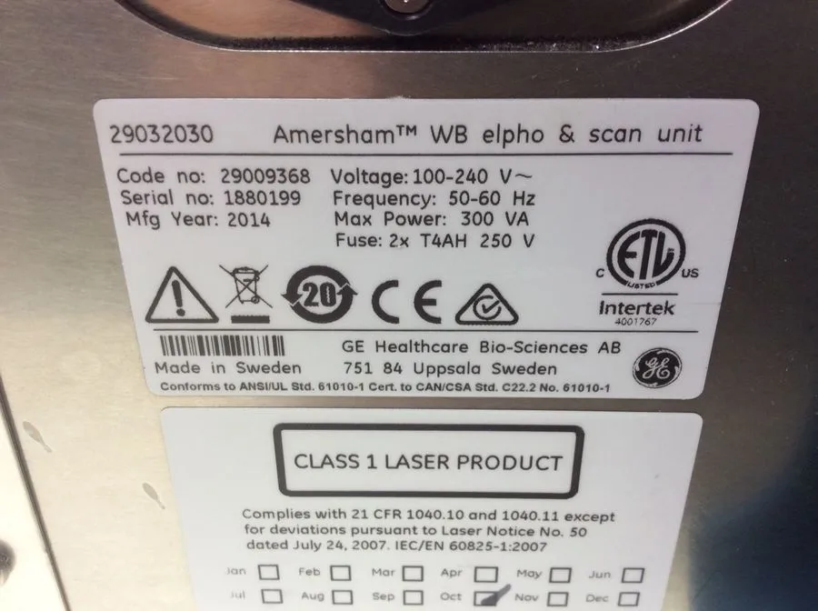 GE Amersham WB System: Western Unit & Elpho Scan (Electrophoresis Scanner)