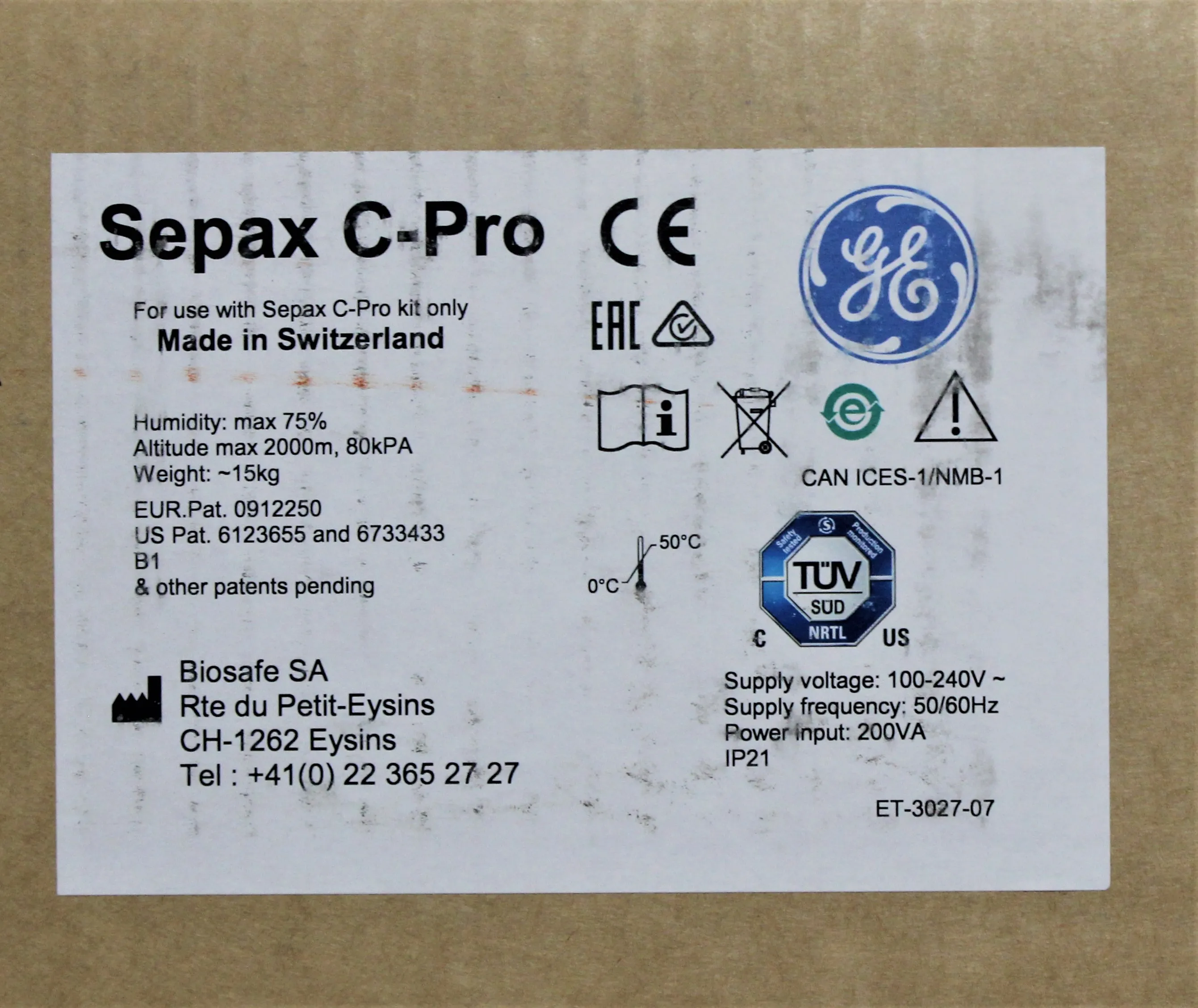 GE Healthcare Sepax C-Pro Perfusion System Cell Counting / Sorting