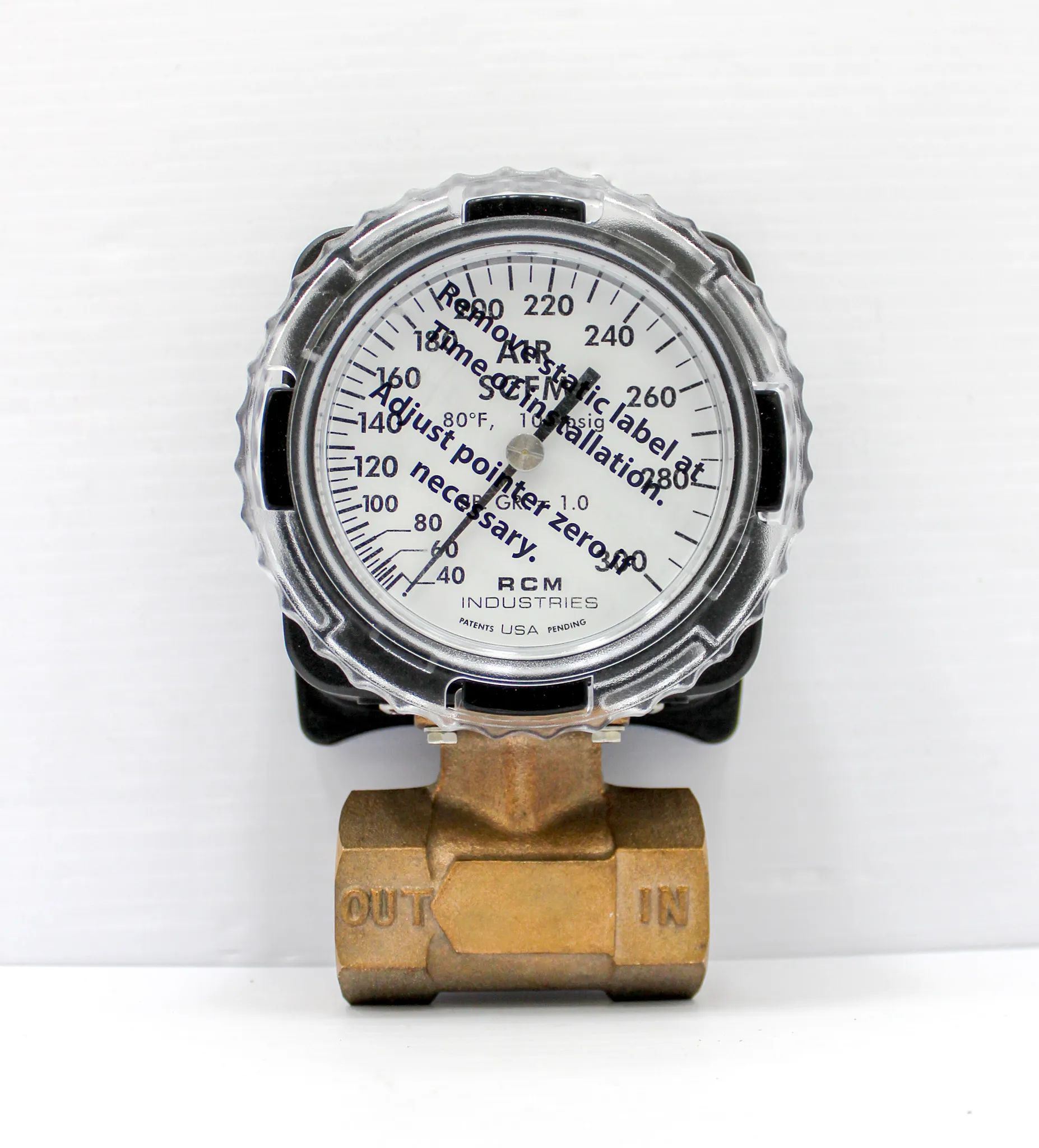 RCM Industries Flo Gage Flowmeter NPT Port 180 Max psi, 3 to 20 GPM, Bronze