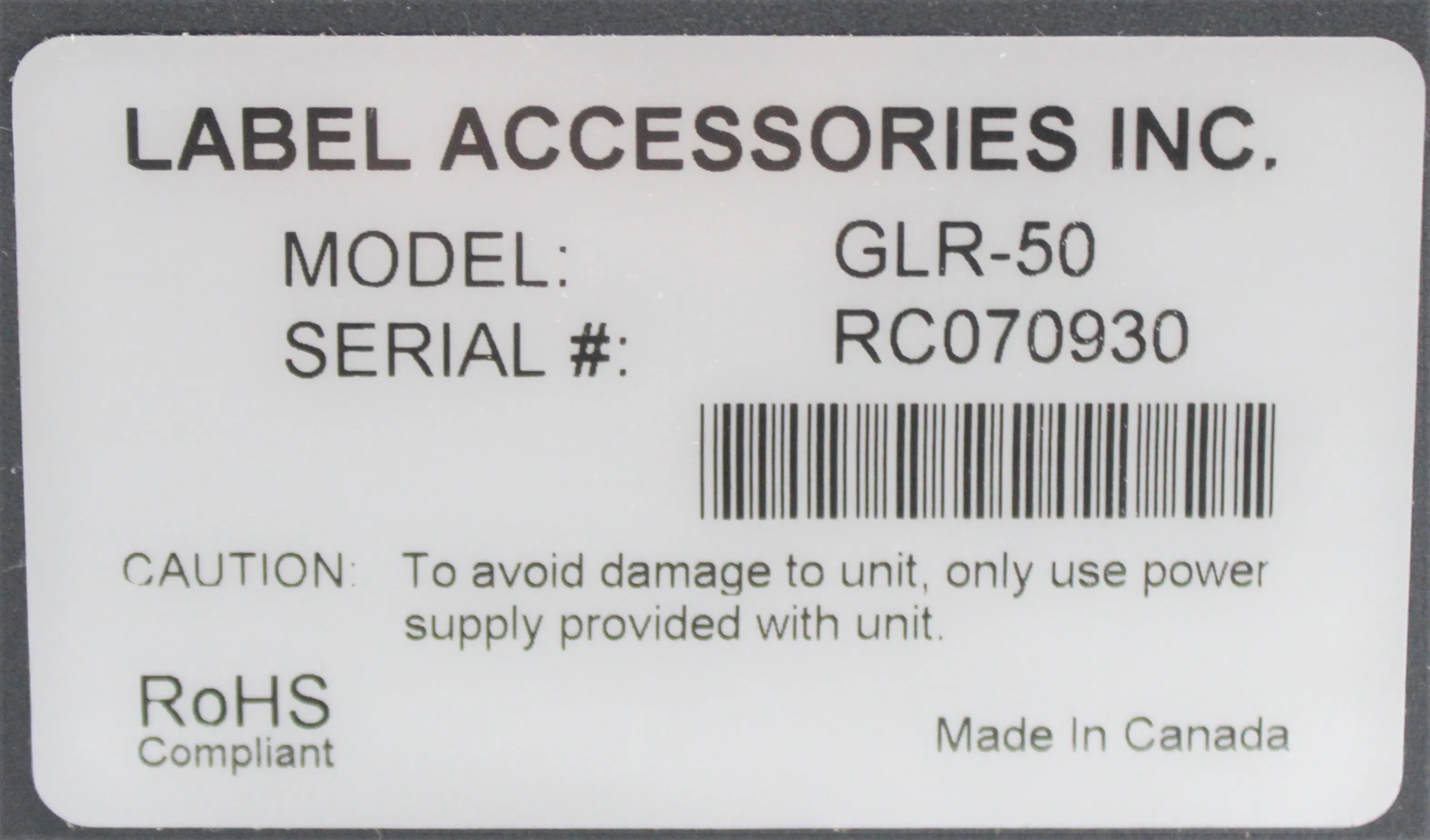 Label Accessories Inc GLR-50 Roll Label Rewinder