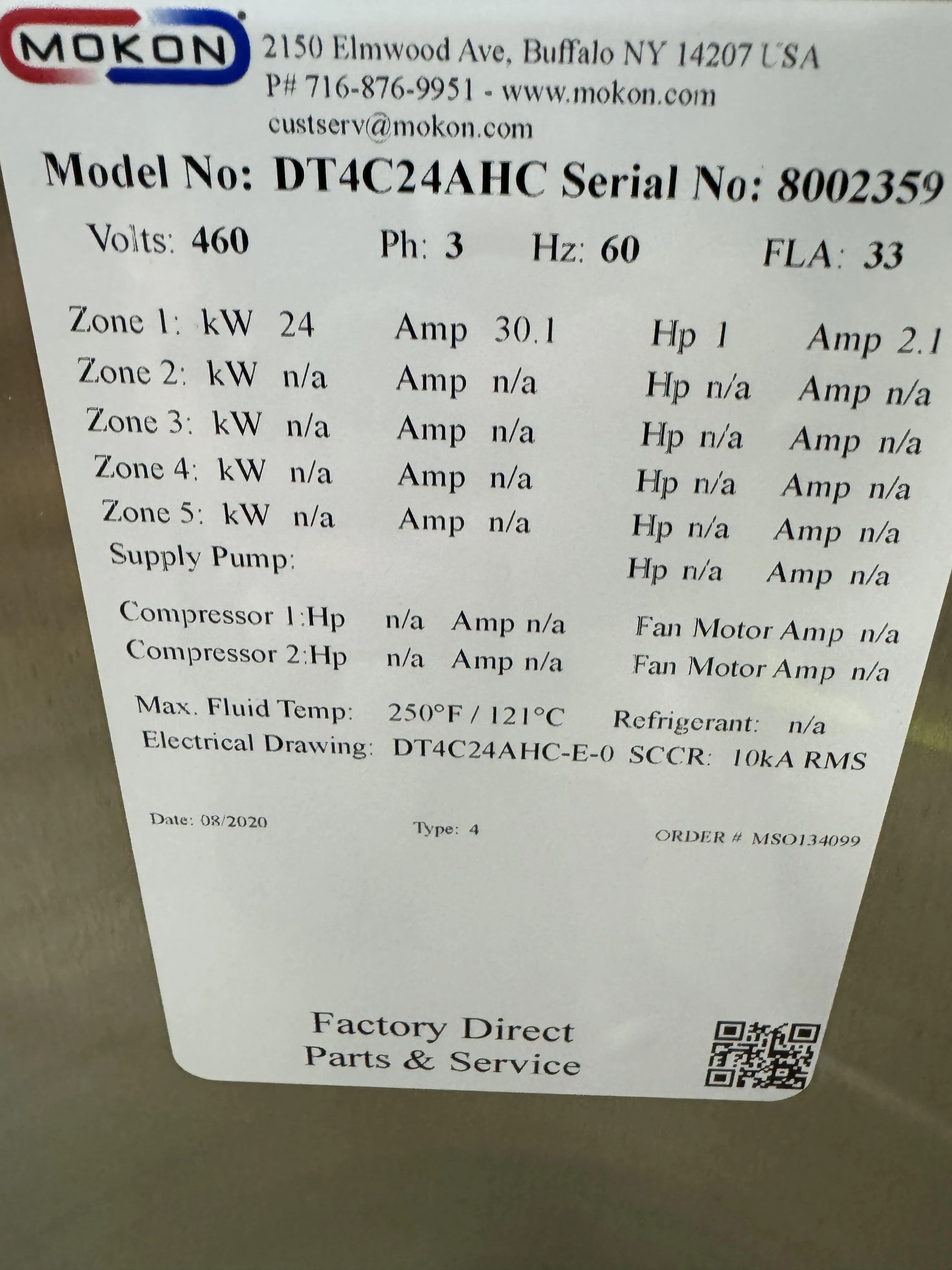 Mokon Hydrothermal DT4C24AHC Circulating Water Temperature Control System