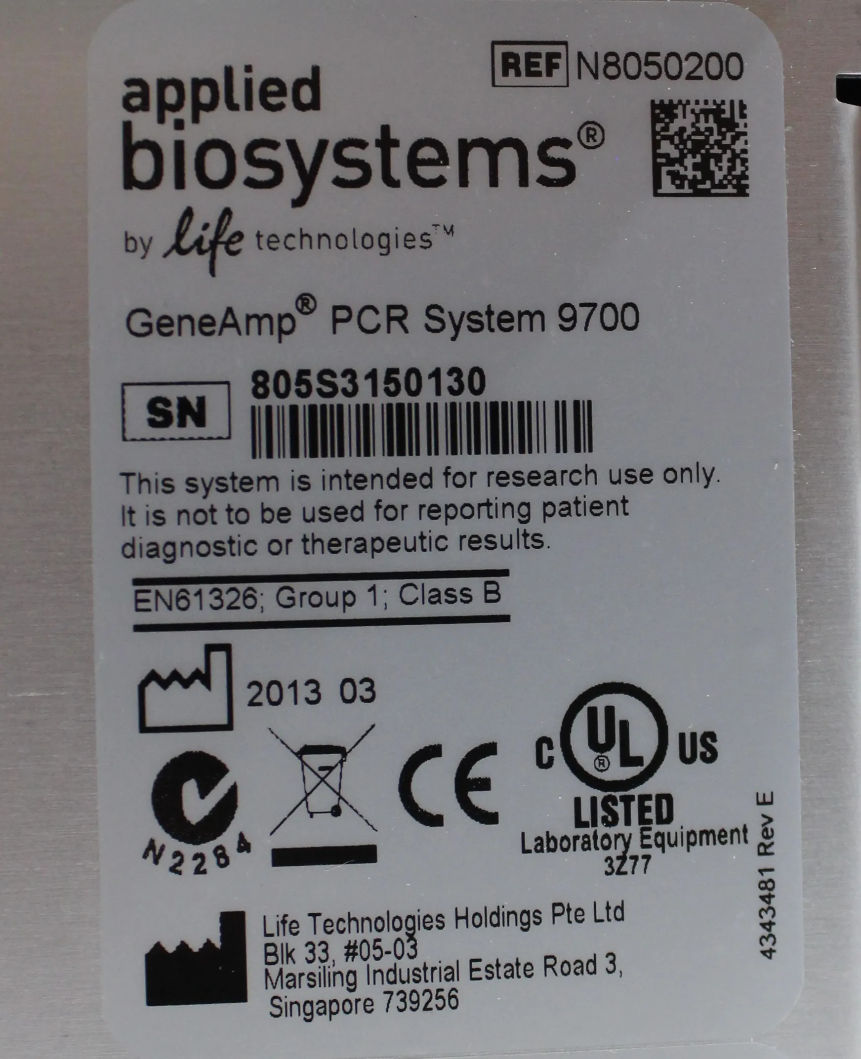 Applied Biosystems 9700 PCR Thermal Cycler N8050200