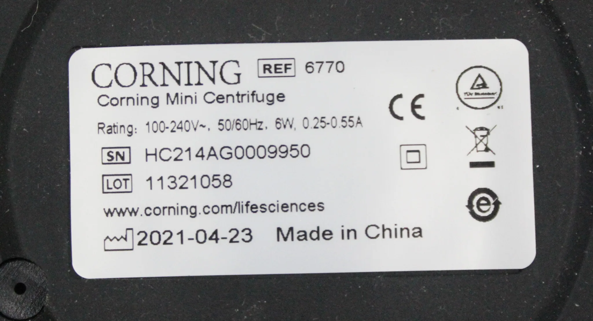 Used Corning Mini Centrifuge with 30-Day Warranty - Excellent Condition