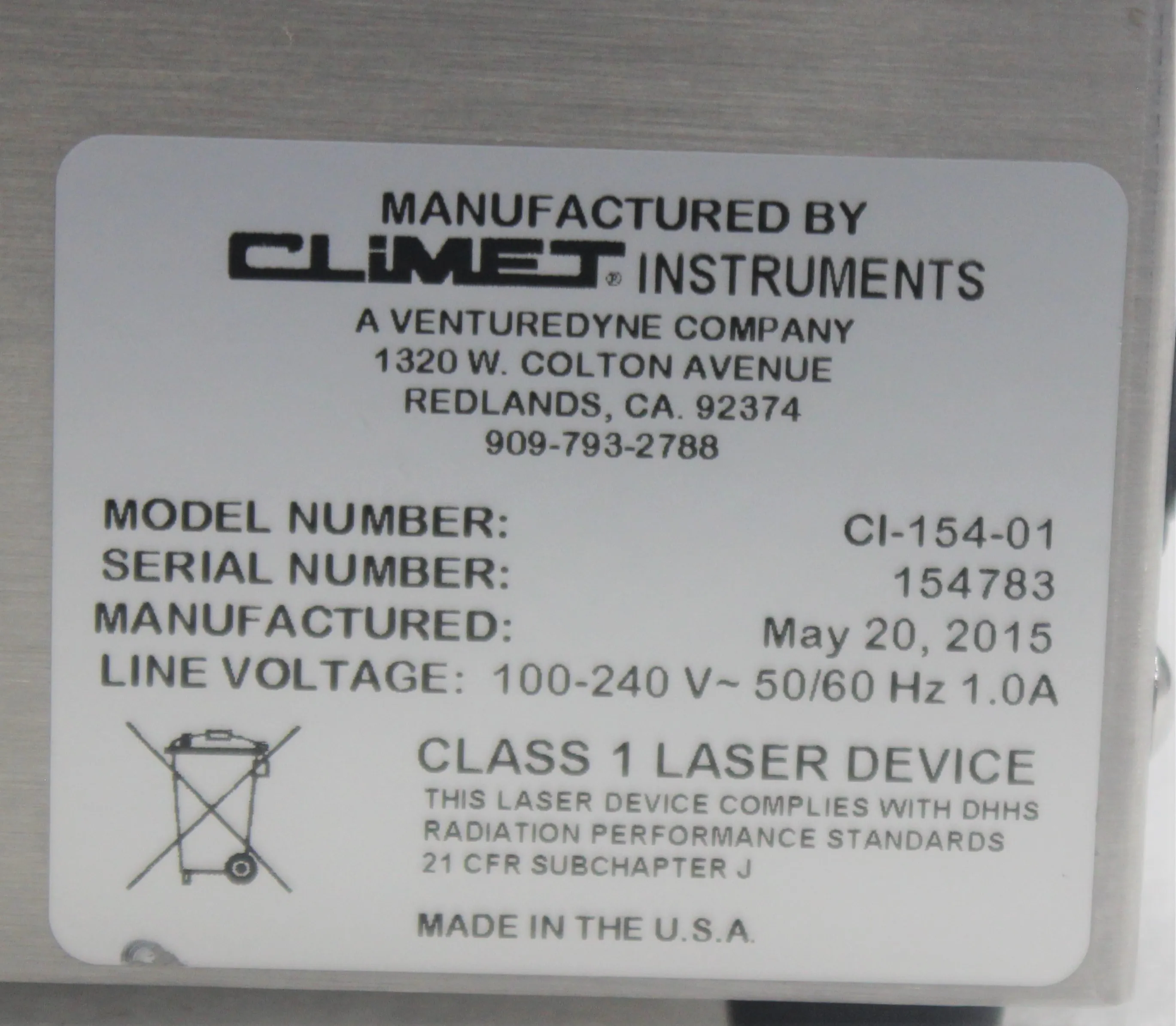 Climet Instruments CI-154-01 Pharmaceutical Grade 4-Channel Particle Size Analyzer