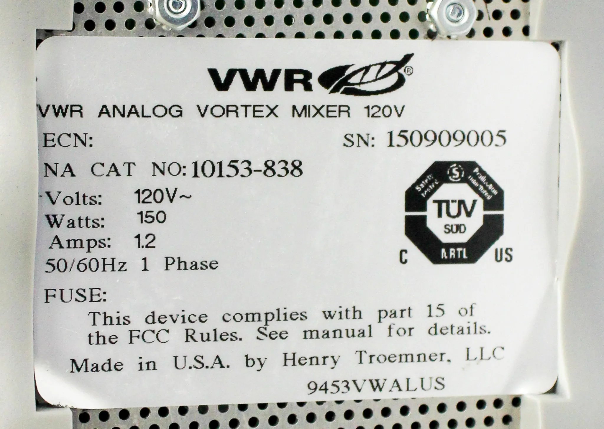 VWR Analog Vortex Mixer 120V Used Laboratory Equipment