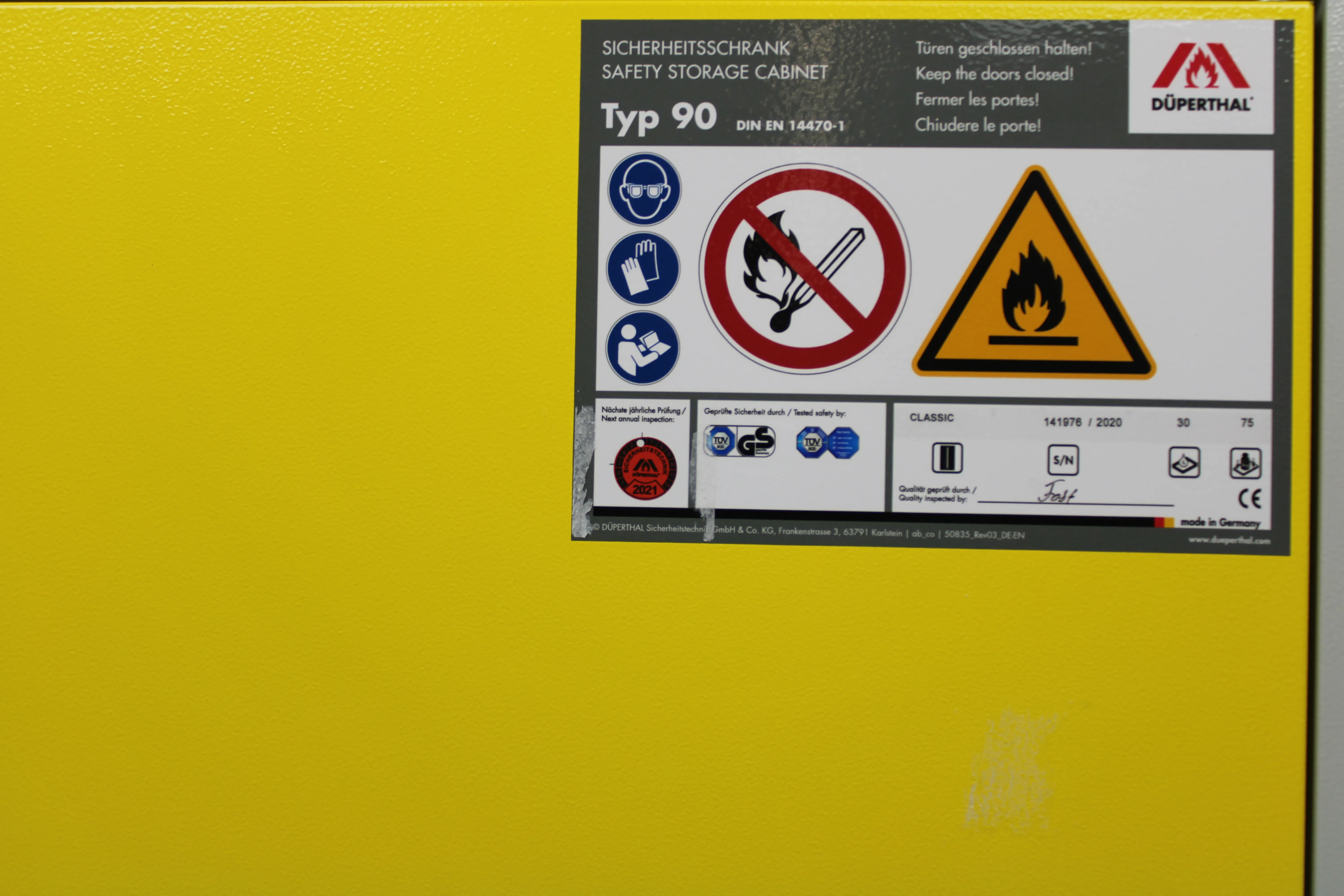 DUPERTHAL 29-201267-030 Flammable Cabinet with Ventilator