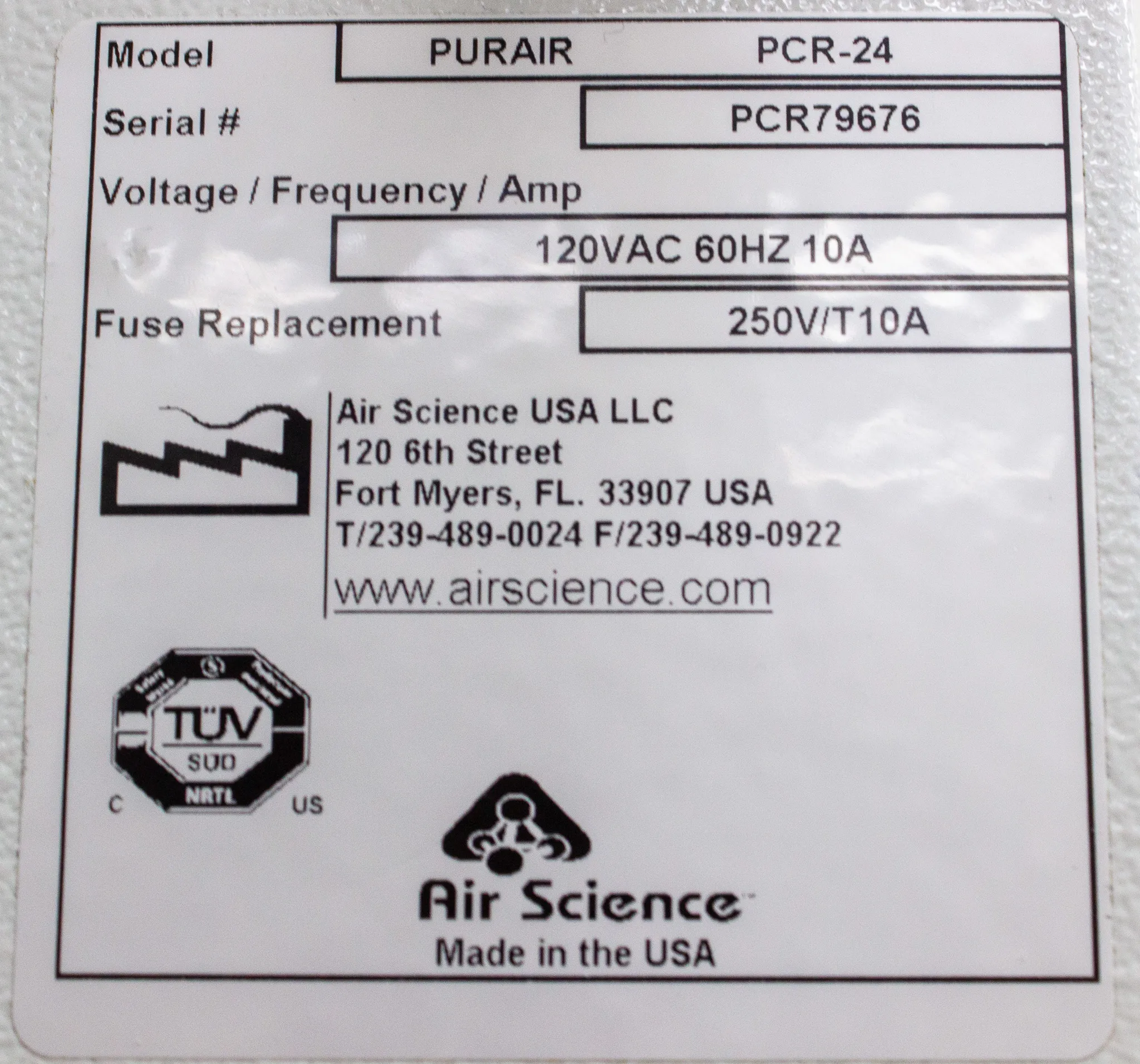 Air Science PurAir PCR-24 Laminar Flow Cabinet with Cart