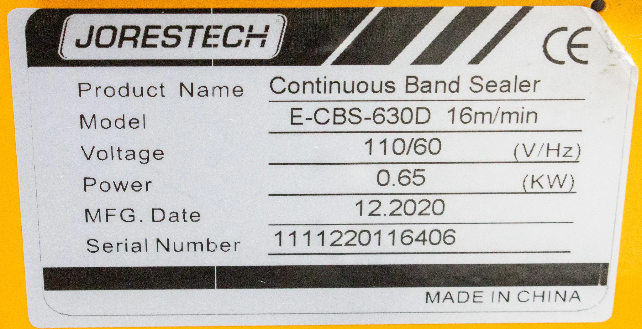 Jorestech Continuous Band Sealer Model E-CBS-630D