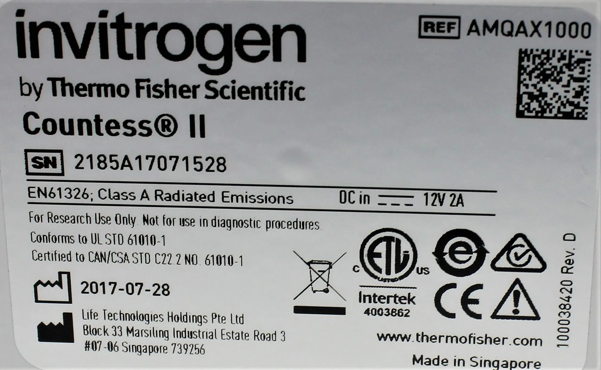 Invitrogen Countess II Automated Cell Counter