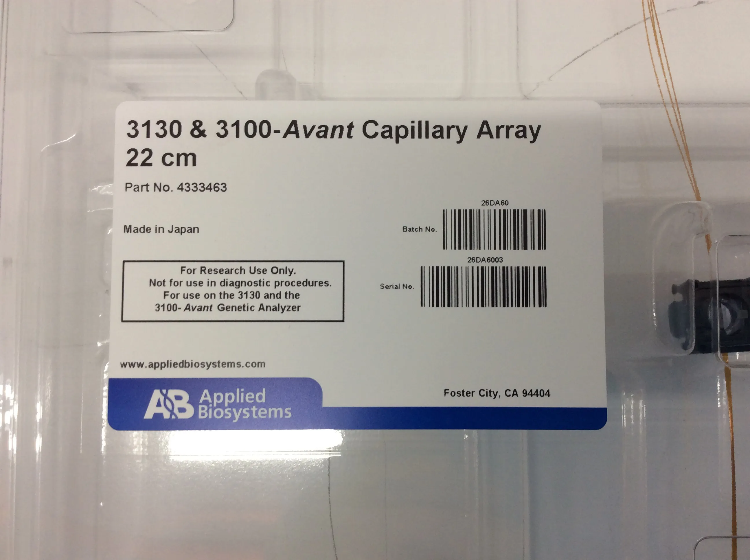 Applied Biosystems 4333463 Genetic Analyzer 4-Capillary Array