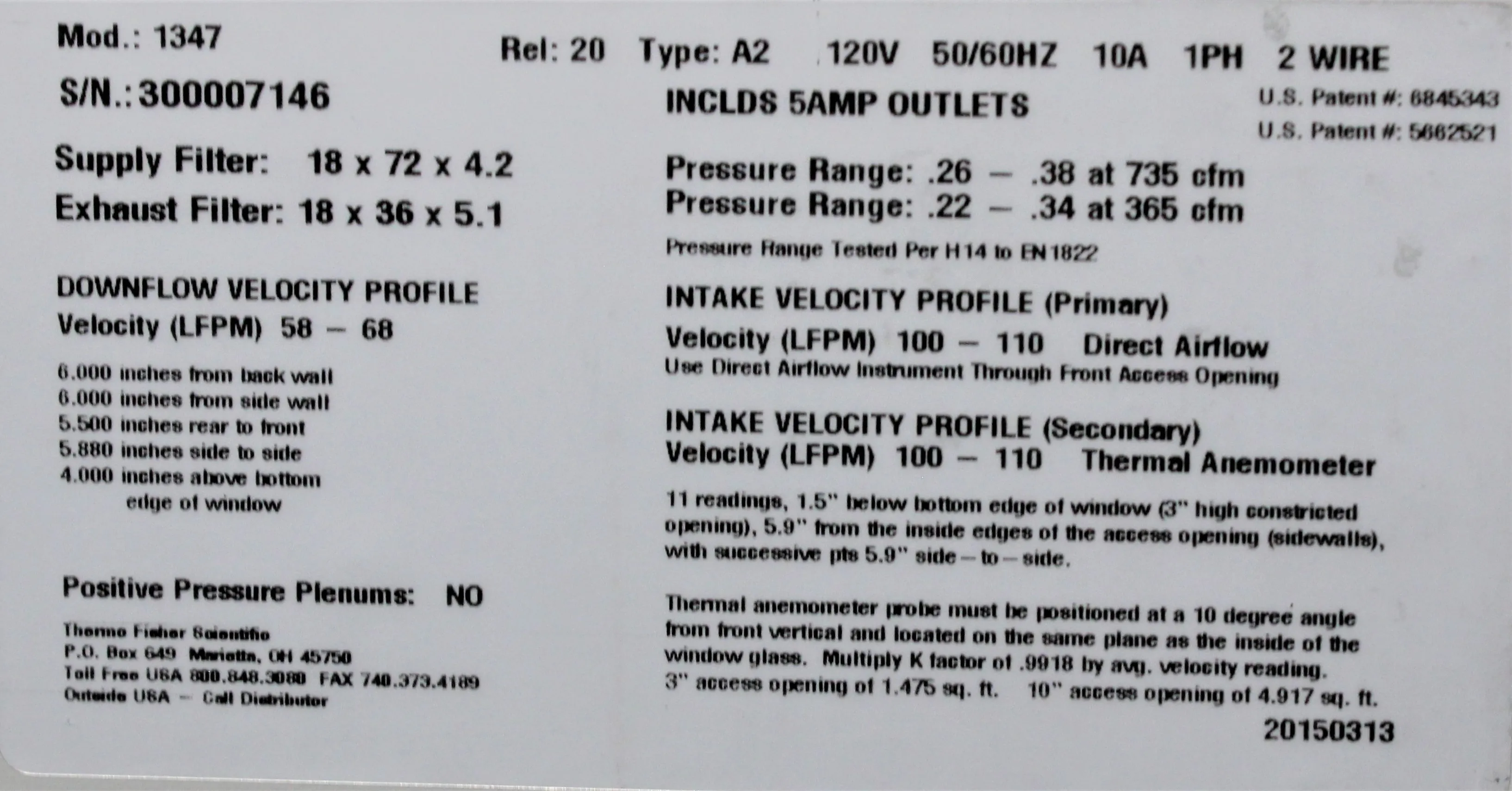 Thermo Fisher 1300 Series A2 Class II, Type A2 Bio Safety Cabinet