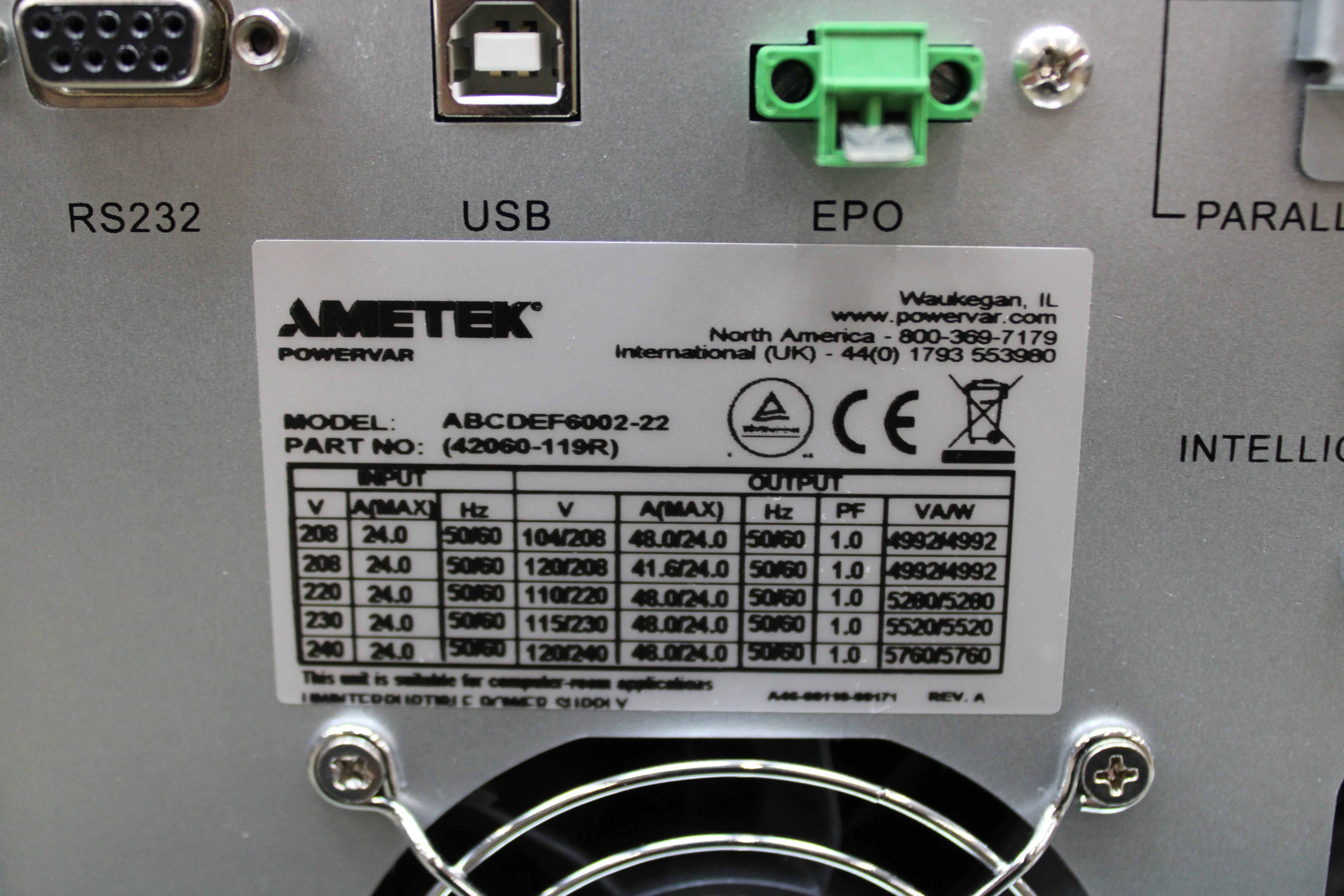 Ametek ABCDEF60022-2 Power Supply Unit