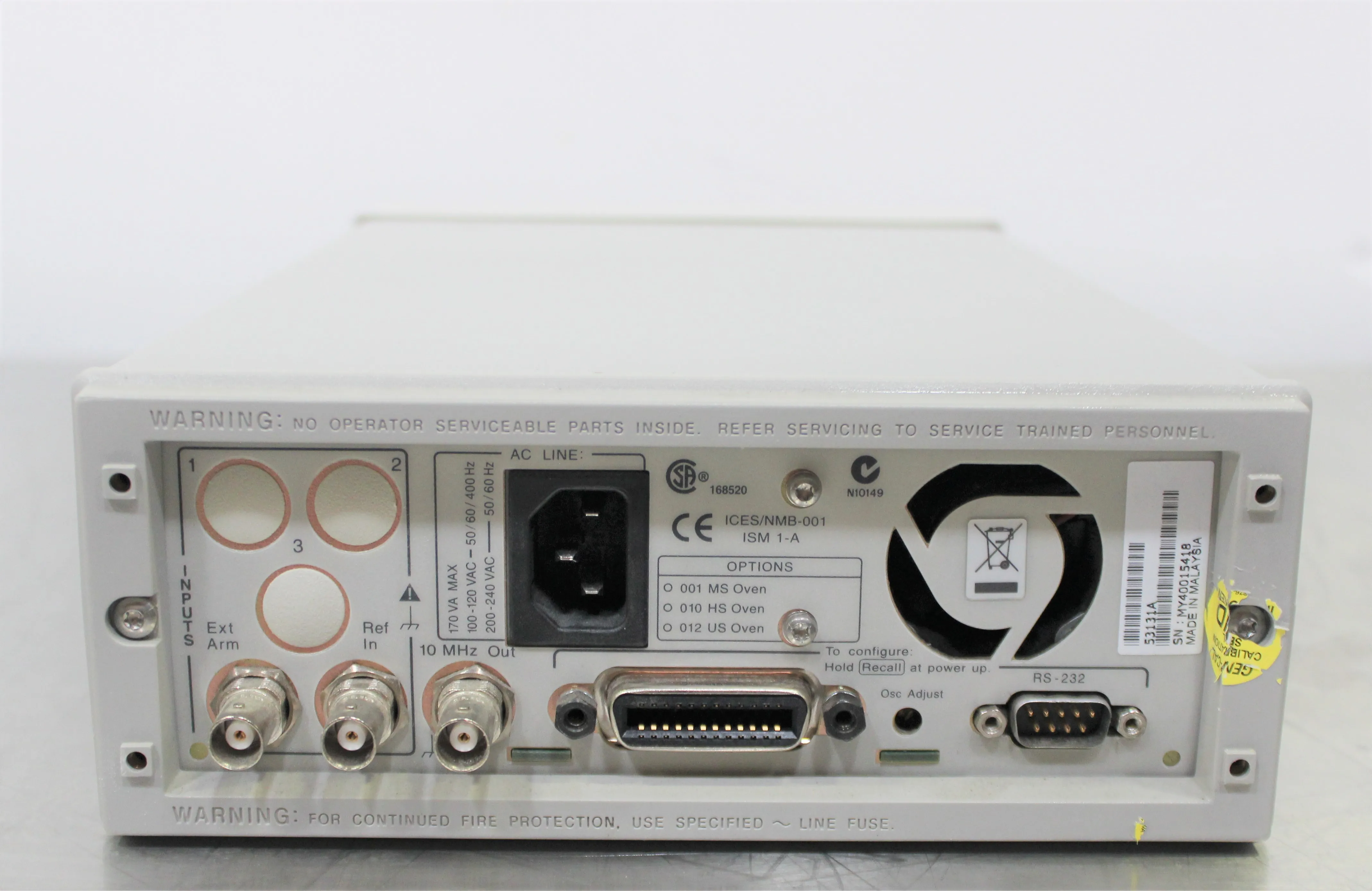 Refurbished Agilent 53131A 225 MHz, 2-Channel Universal Frequency Counter