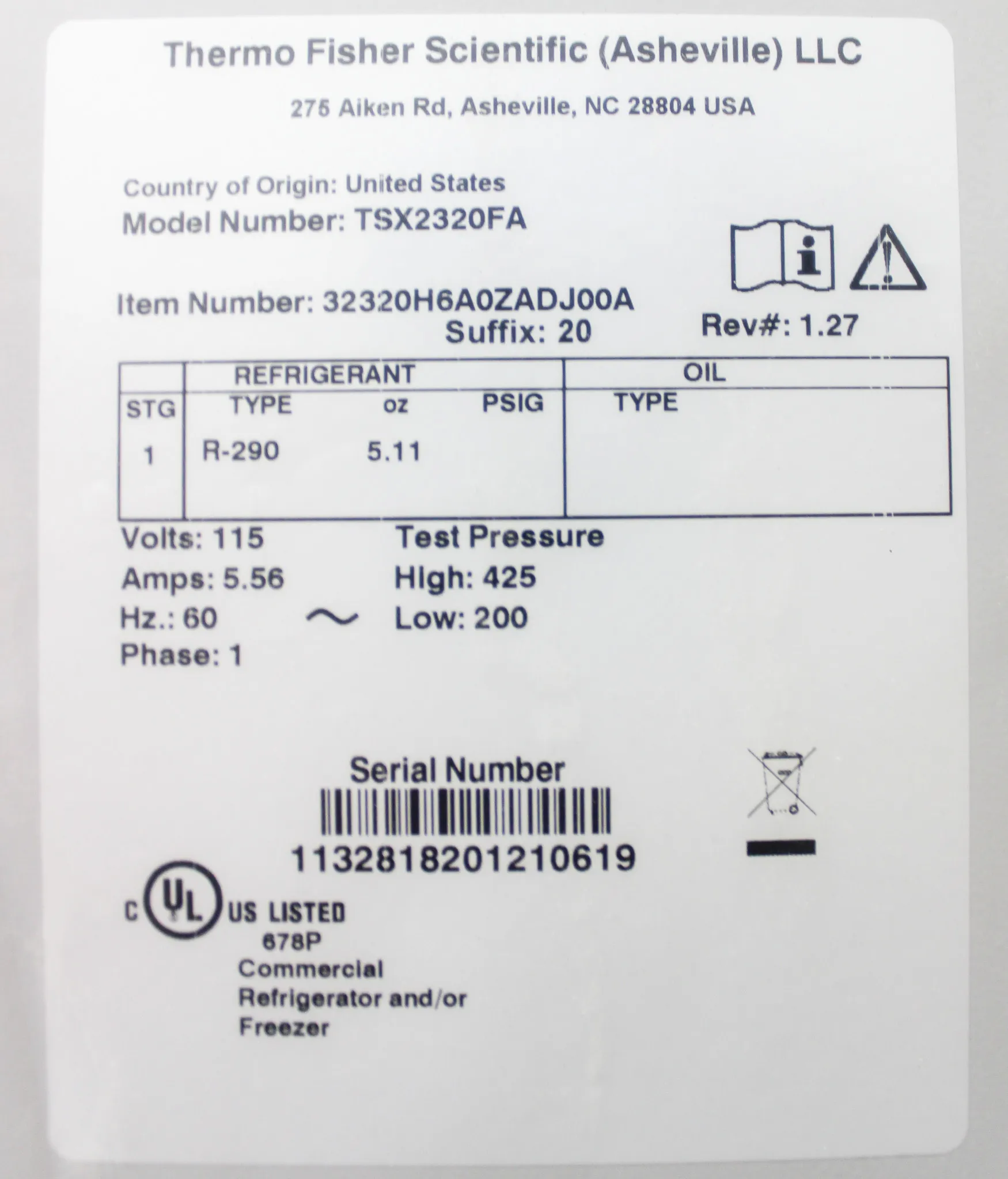 Thermo TSX Series High Performance -20C Manual Defrost Lab Freezer TSX2320FA