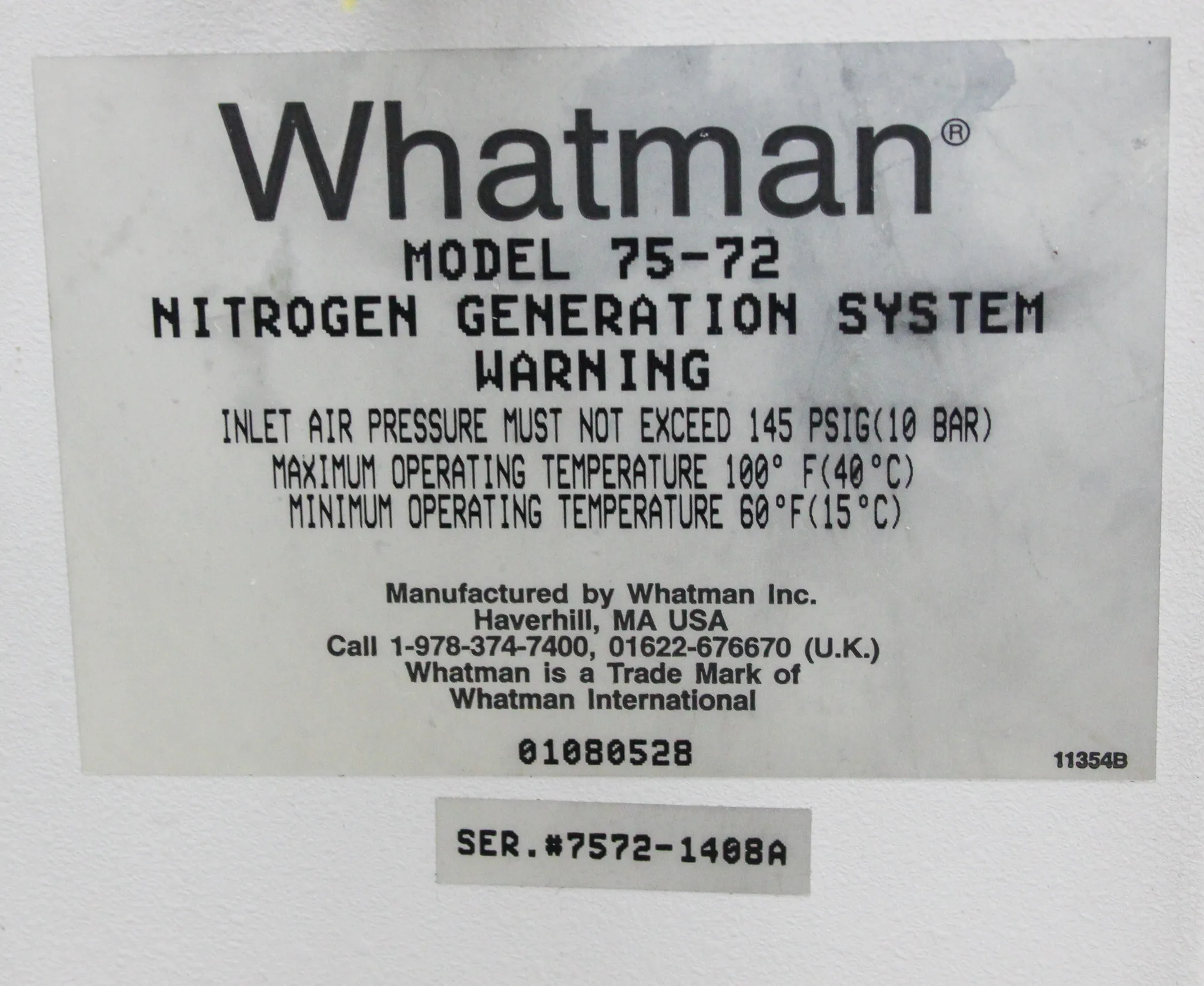 Whatman 75-72 Nitrogen Generation System