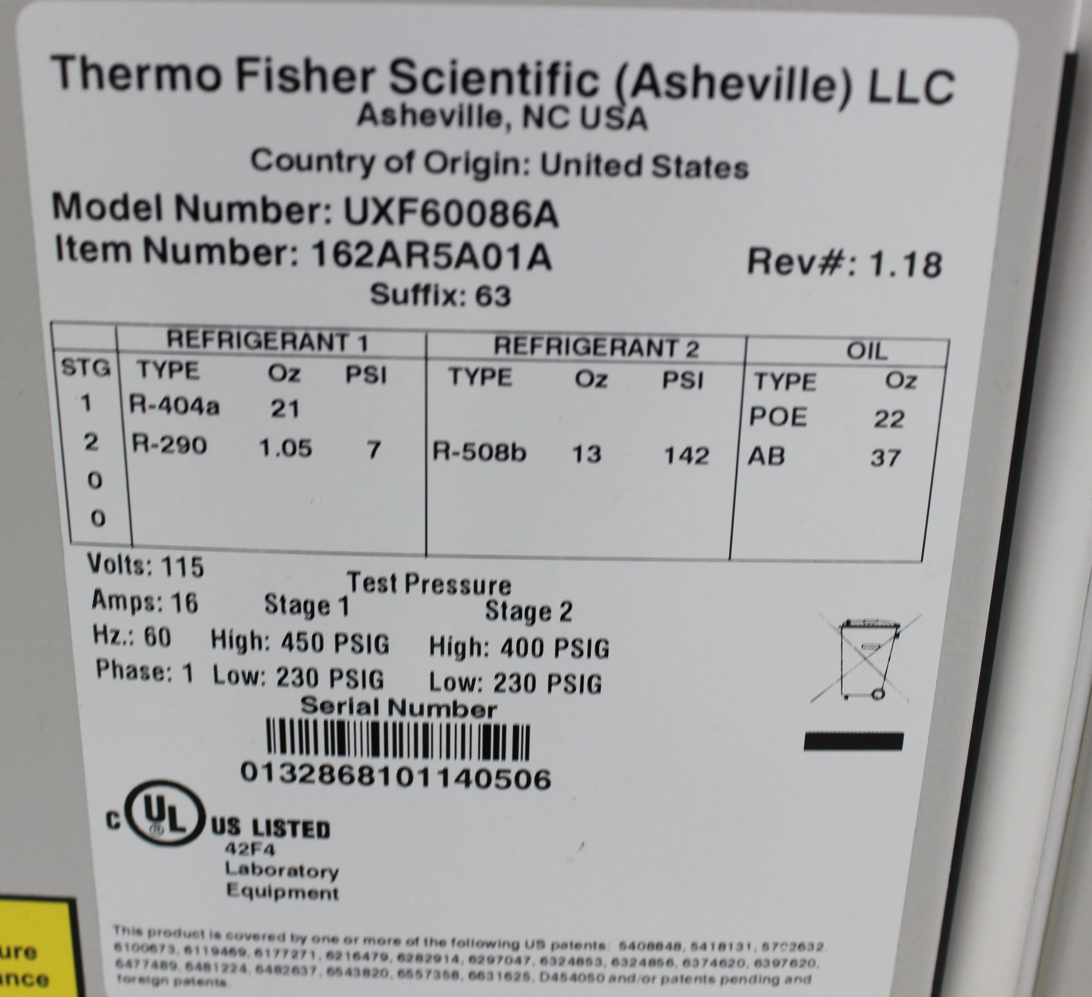 Thermo Scientific Revco UxF60086A Ultra Low Freezer