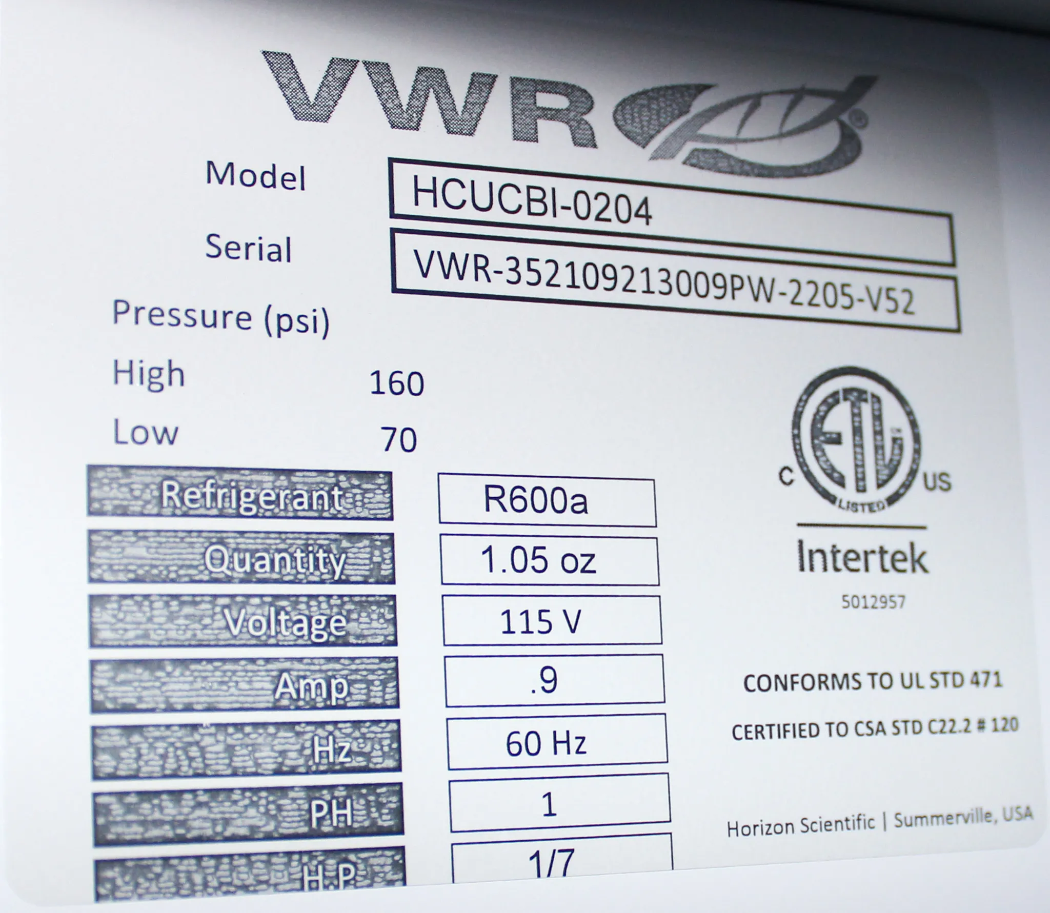 VWR Benchtop Lab Fridge HCUCBI-0204 Refrigerator