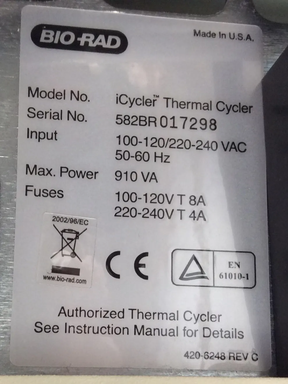 BIO-RAD iCycler Thermal Cycler with iQ5 Optical Module PCR